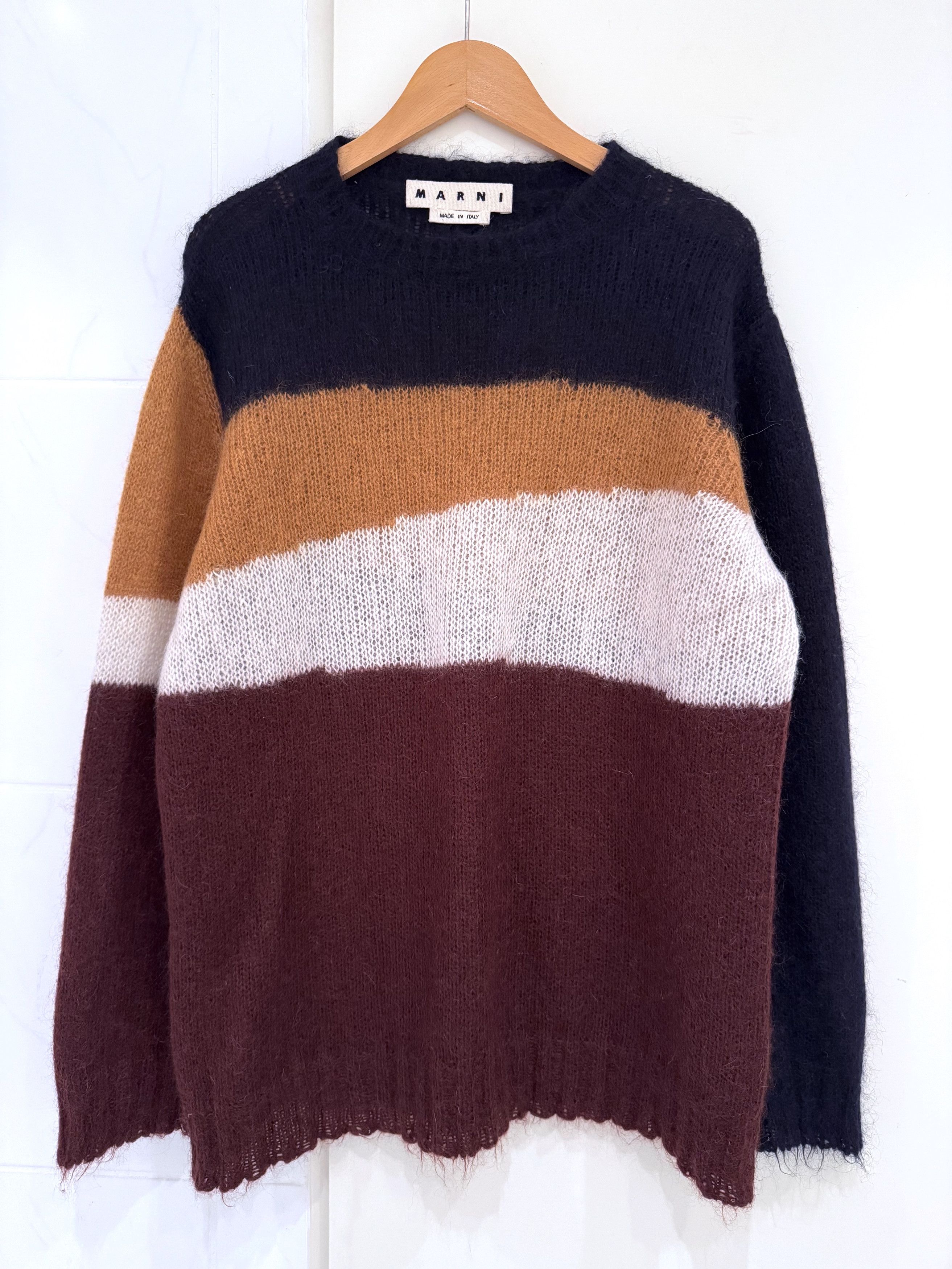 Marni Marni Sweater Blue Burgundy Mohair Wool Crew Neck IT 50 Size US M / EU 48-50 / 2 - 2 Thumbnail