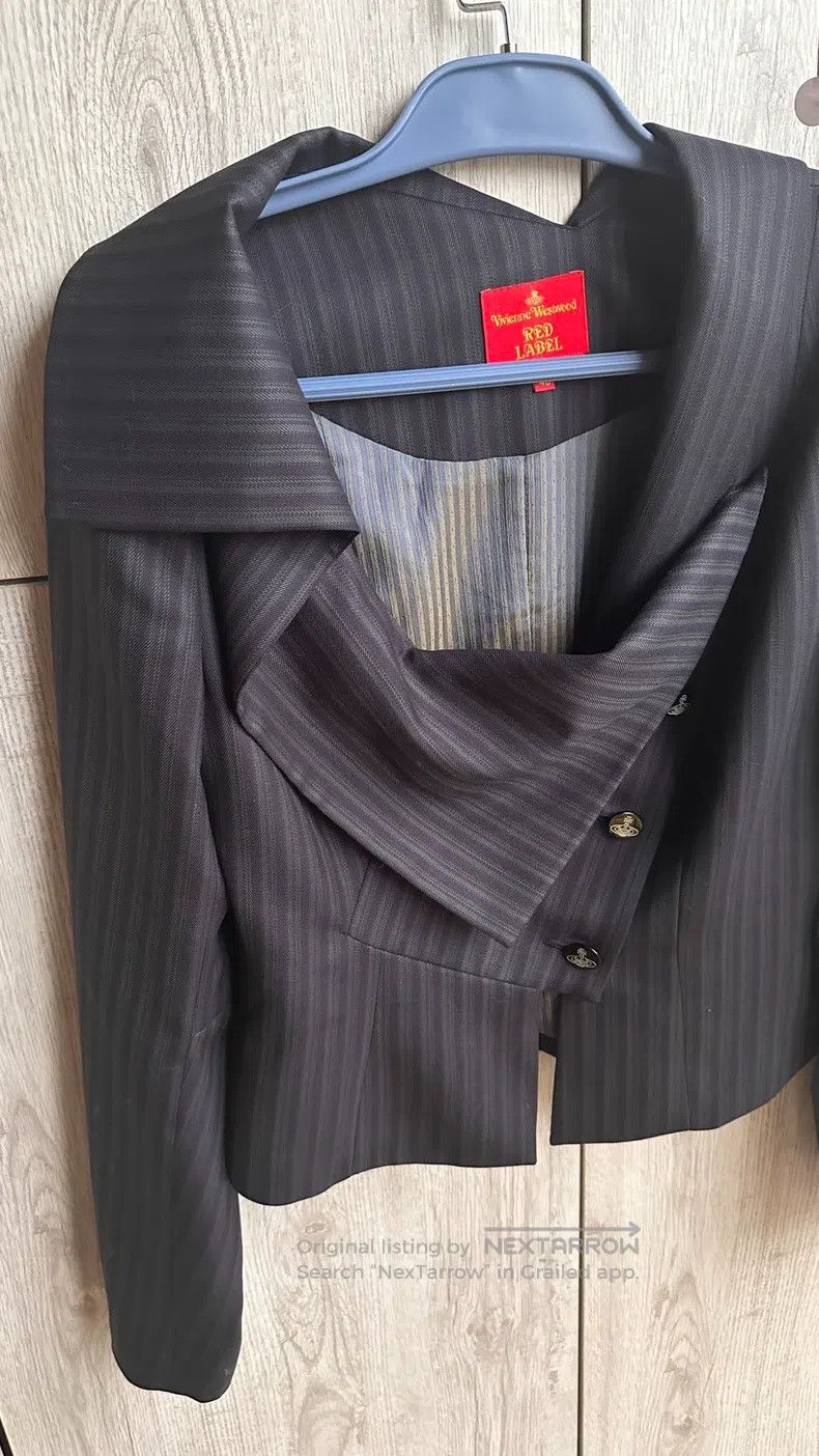 Vivienne Westwood Vivienne Westwood Irregular suit jacket, dark green stripe Size M / US 6-8 / IT 42-44 - 4 Thumbnail