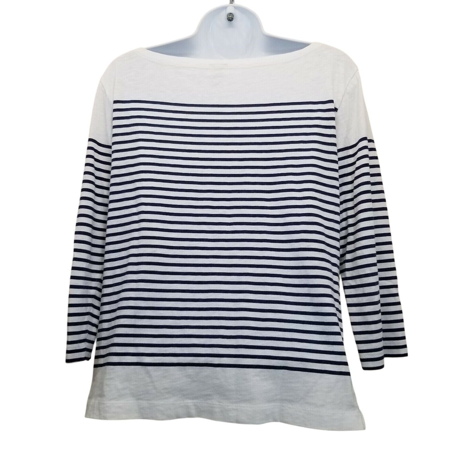 J.Crew J Crew S Shirt Knit Top Blue White Engineer Stripe Nautical Size S / US 4 / IT 40 - 2 Thumbnail