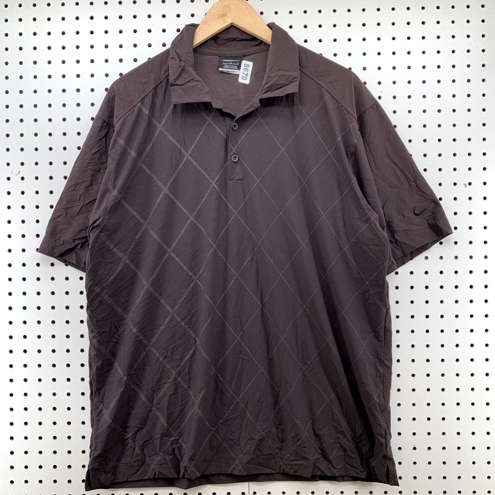 Nike Nike Golf Polo Shirt Mens L Brown Argyle Diamond Pattern Dri-Fit 22.5x30.5 Size US L / EU 52-54 / 3 - 2 Thumbnail
