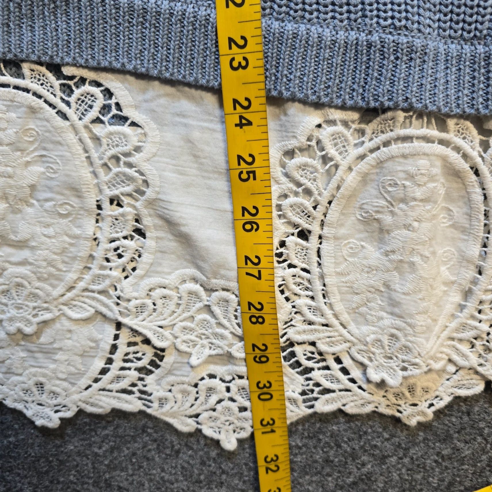 Soft Surroundings Soft Surroundings Sweater Womens Small Blue Chunky Knit Crochet Lace Hem Casual Shirt Size S / US 4 / IT 40 - 6 Thumbnail