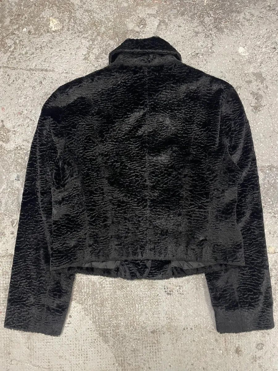 Emporio Armani × Vintage 1990s Emporio Armani Black Fur Effect Buttoned Jacket Size XS / US 0-2 / IT 36-38 - 2 Thumbnail
