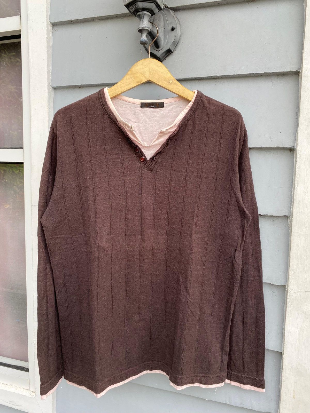 If Six Was Nine Vintage Japan Layered Look Henley Earth Tone Aesthetic Size US L / EU 52-54 / 3 - 1 Thumbnail