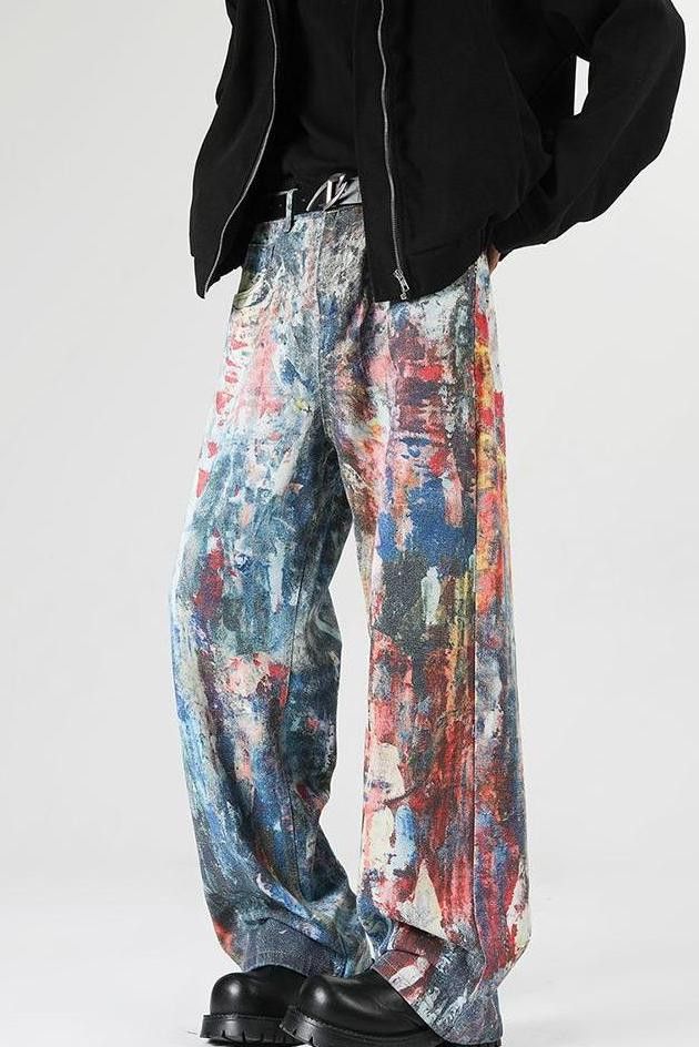 Japanese Brand × Vintage Unique Graffiti Jeans Men Loose Straight Hip Hop Pants Size US 32 / EU 48 - 2 Thumbnail