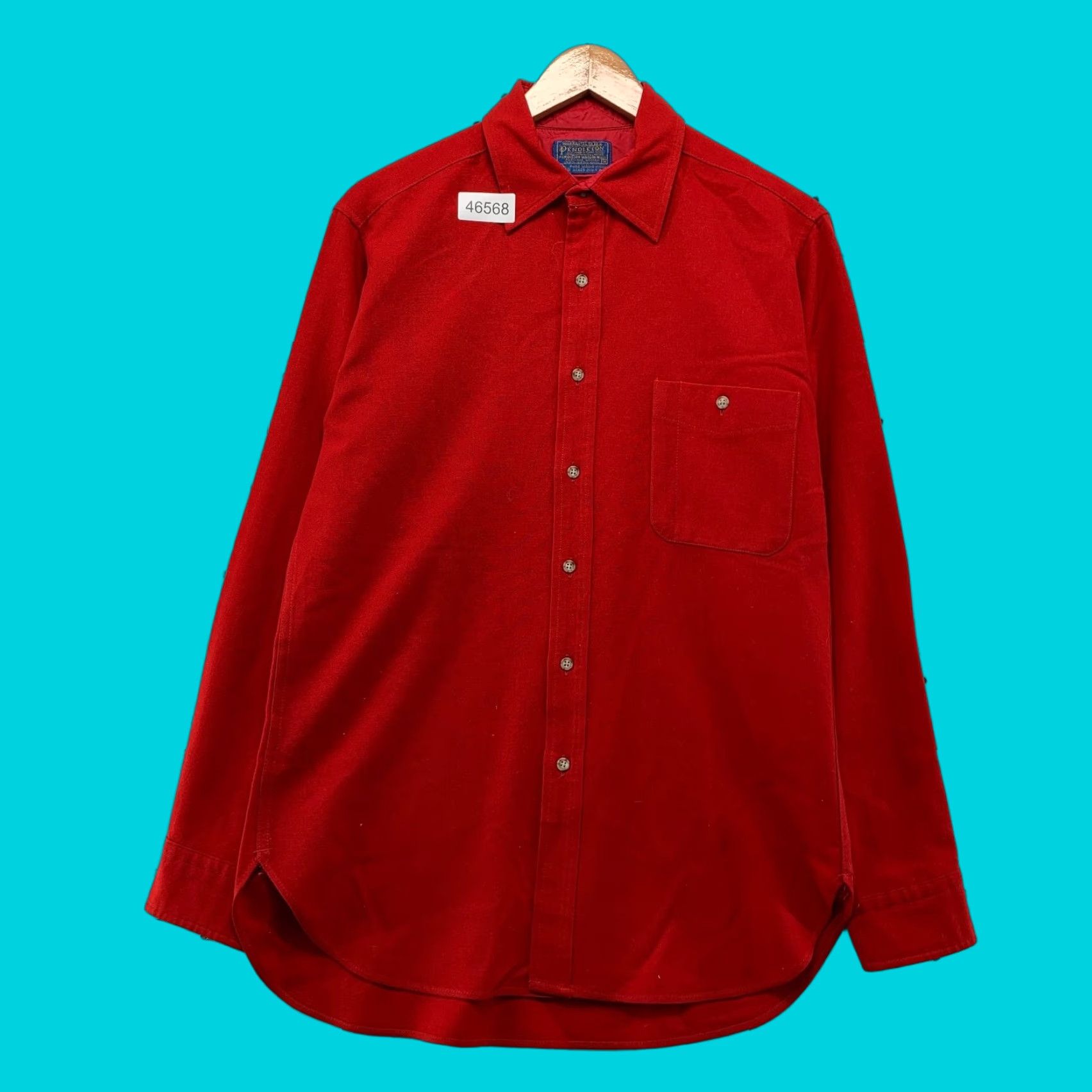 Pendleton VINTAGE Pendleton Shirt Mens M Wool Flannel Red 70s 80s USA Leather Elbow Button-Up Pockets Music? Size US M / EU 48-50 / 2 - 1 Thumbnail