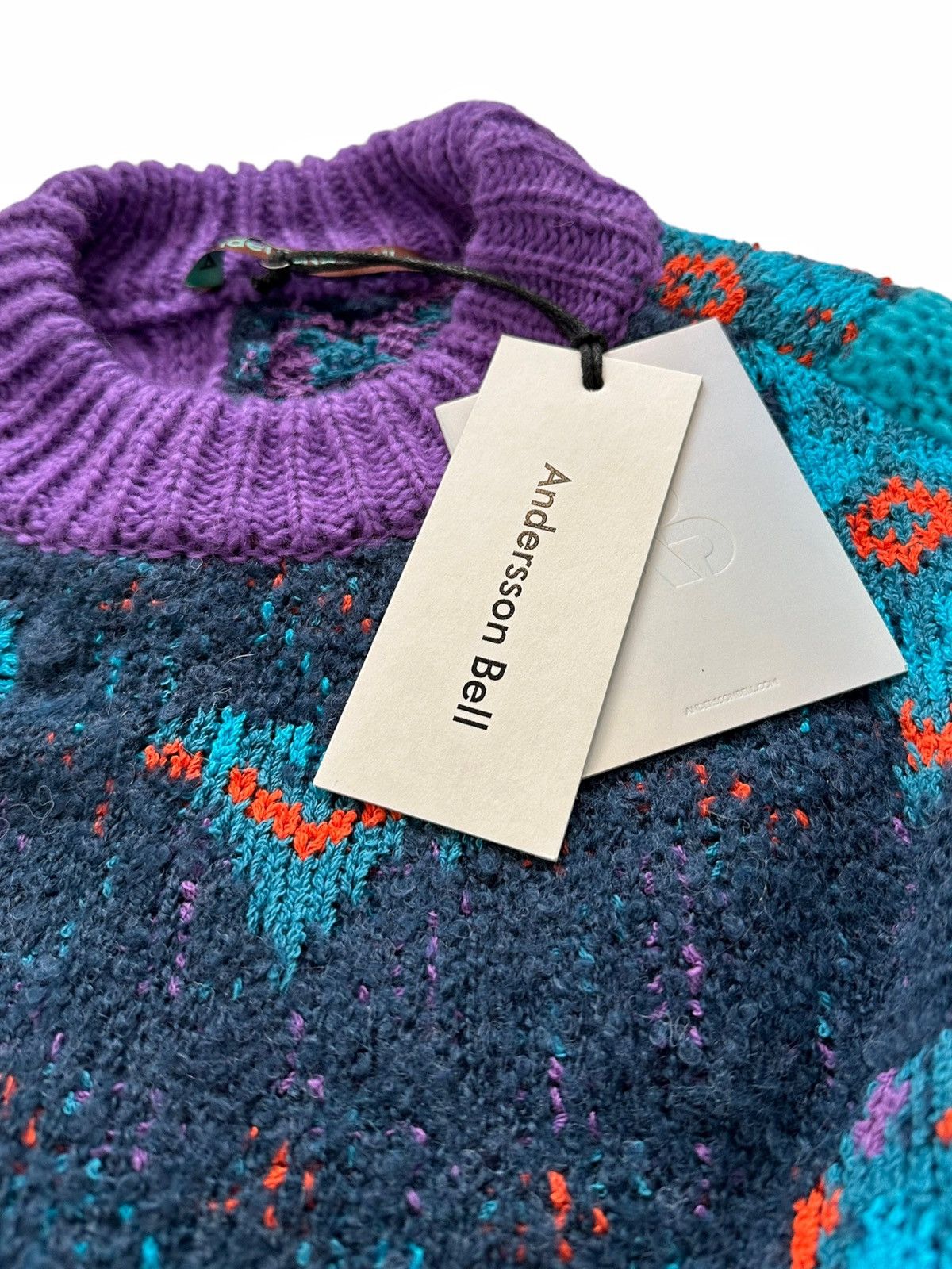 Andersson Bell Purple River Jacquard Patchwork Distressed Sweater Size US L / EU 52-54 / 3 - 13 Thumbnail