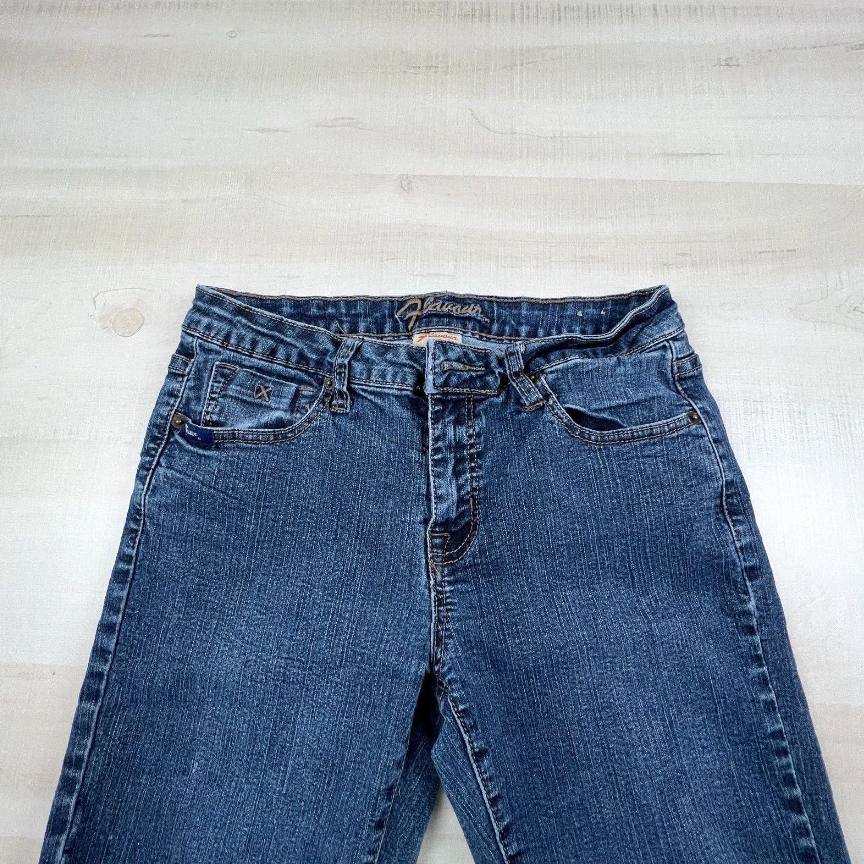 Vintage Flavour Womens Medium Wash Low Rise Bootcut Jeans 10P Blue Petite Cotton Blend Size 32" / US 10 / IT 46 - 2 Thumbnail