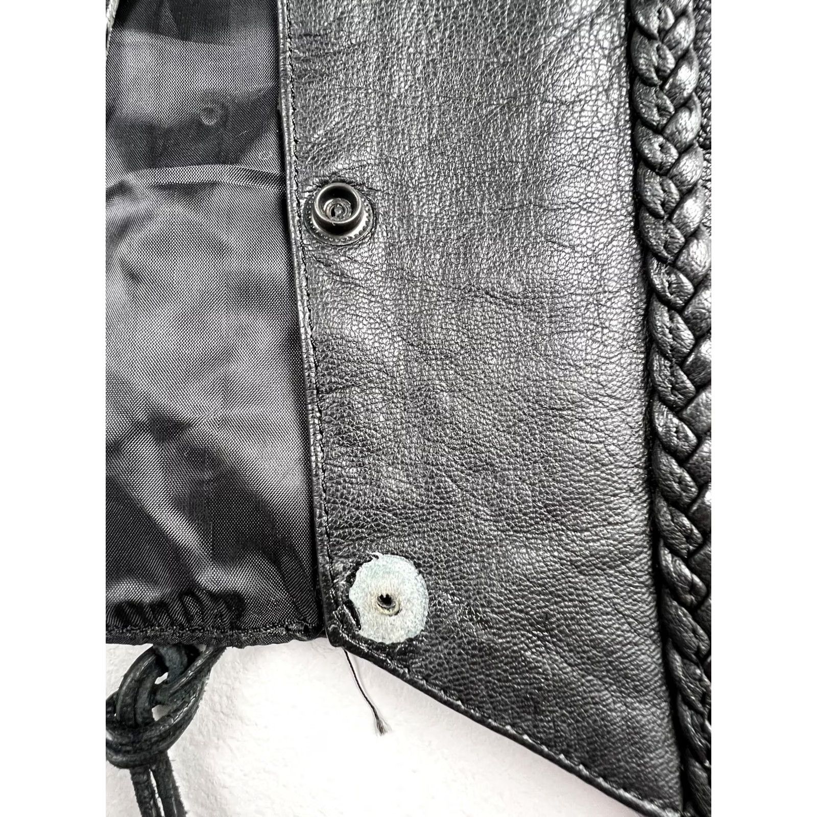 Vintage Hot Leathers Vest Mens M Black Leather Biker Braided Snap Laced Motorcycle Size US M / EU 48-50 / 2 - 4 Thumbnail