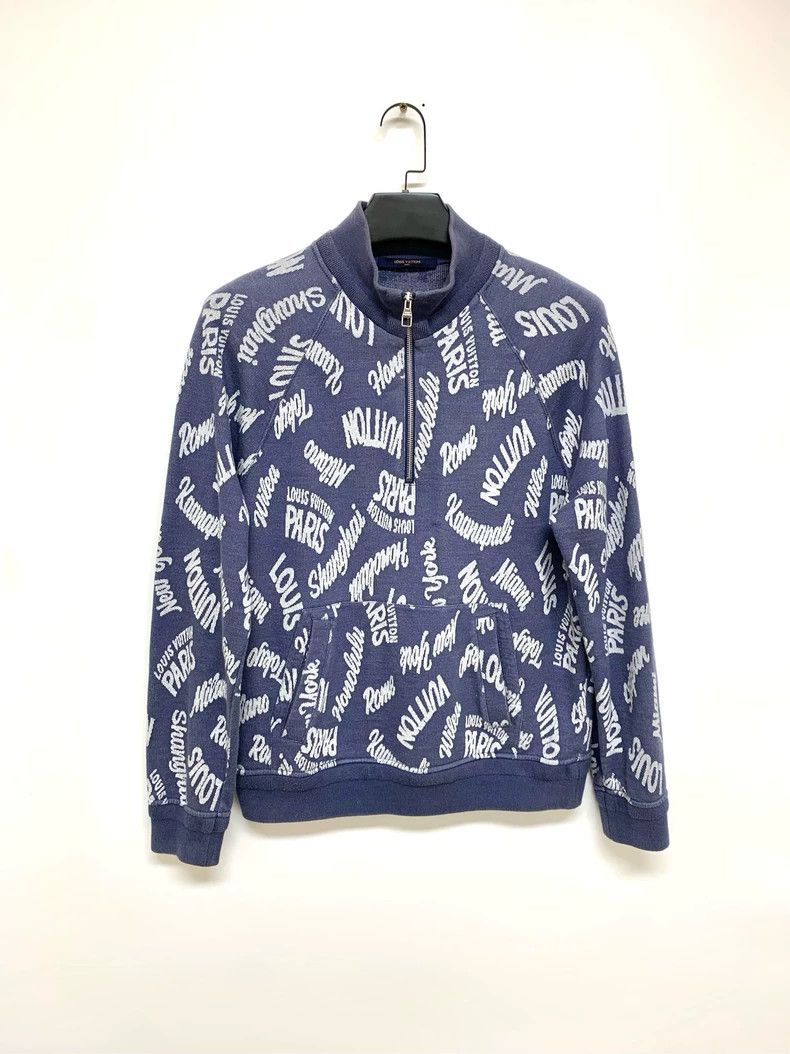 Louis Vuitton LOUIS VUITTON Full-printed logo half-zipper long sleeves Size US L / EU 52-54 / 3 - 1 Thumbnail