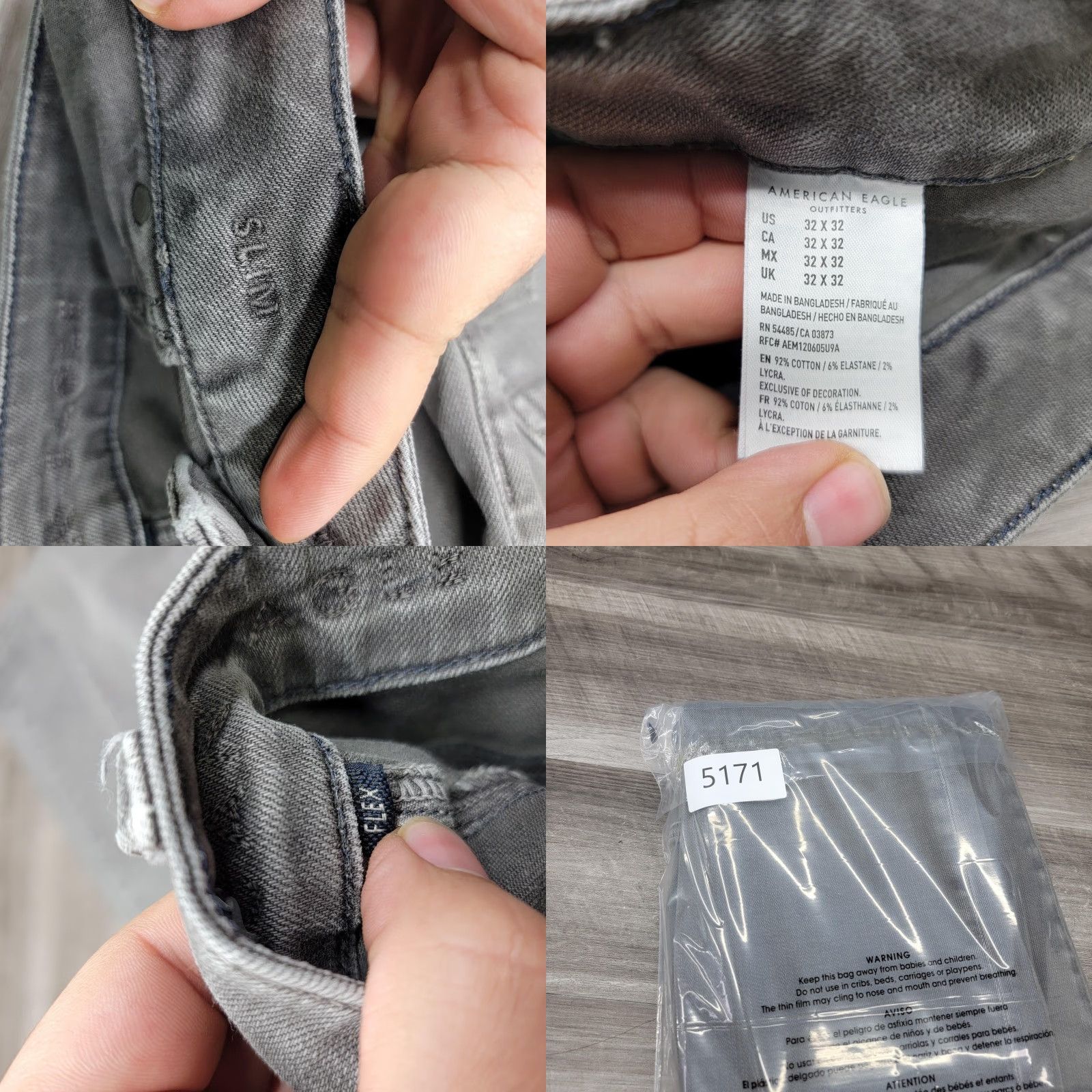American Eagle Outfitters American Eagle Outfitters Jeans Mens 32x30 Gray Slim Denim Skinny Stretch Fiber Comfort Flex Logo Pockets Belted Zip Fly Size US 32 / EU 48 - 9 Thumbnail