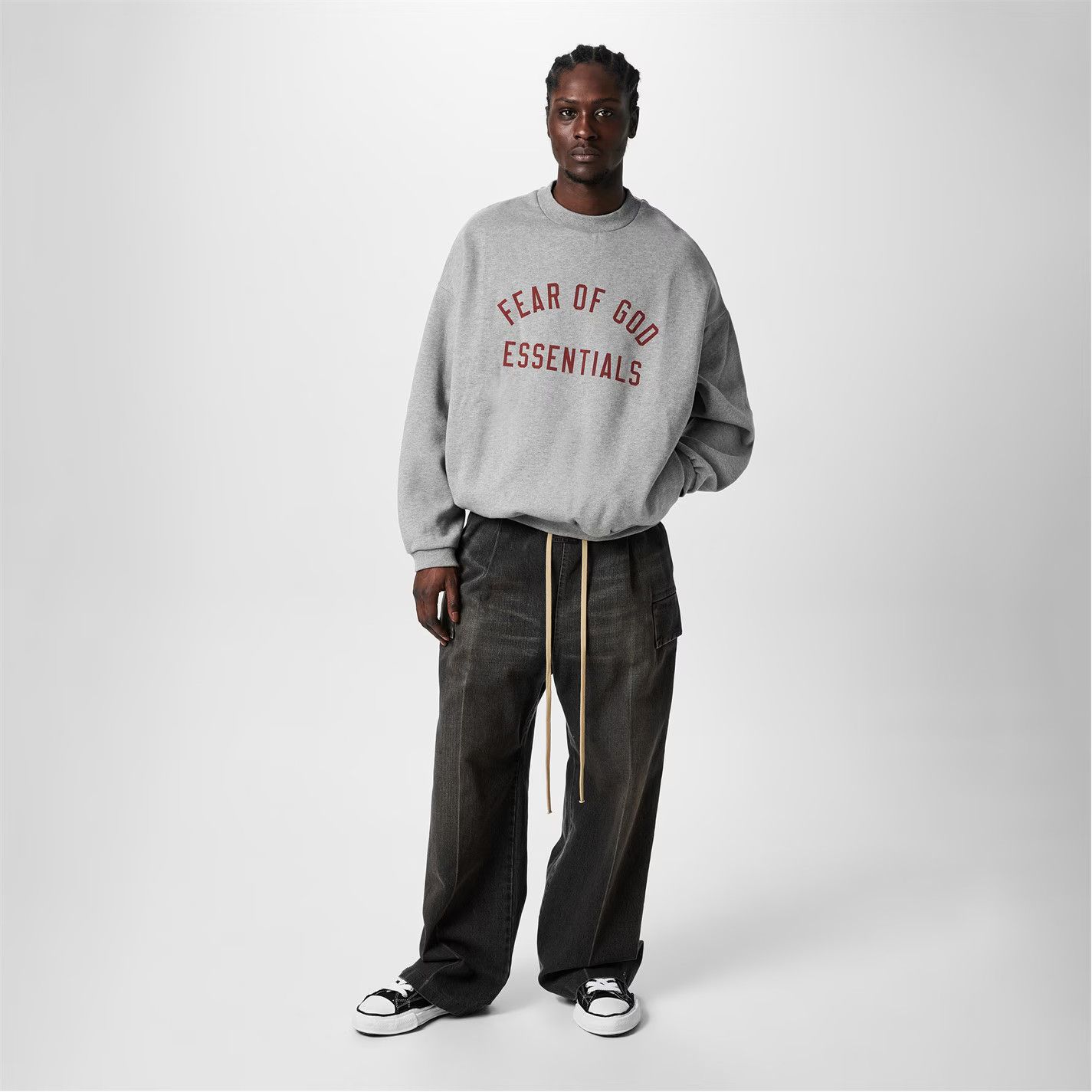 Fear of God o1g2r1mq0426 Fleece Crew Neck Sweater in Heather Grey Size US XXS / EU 40 - 5 Thumbnail