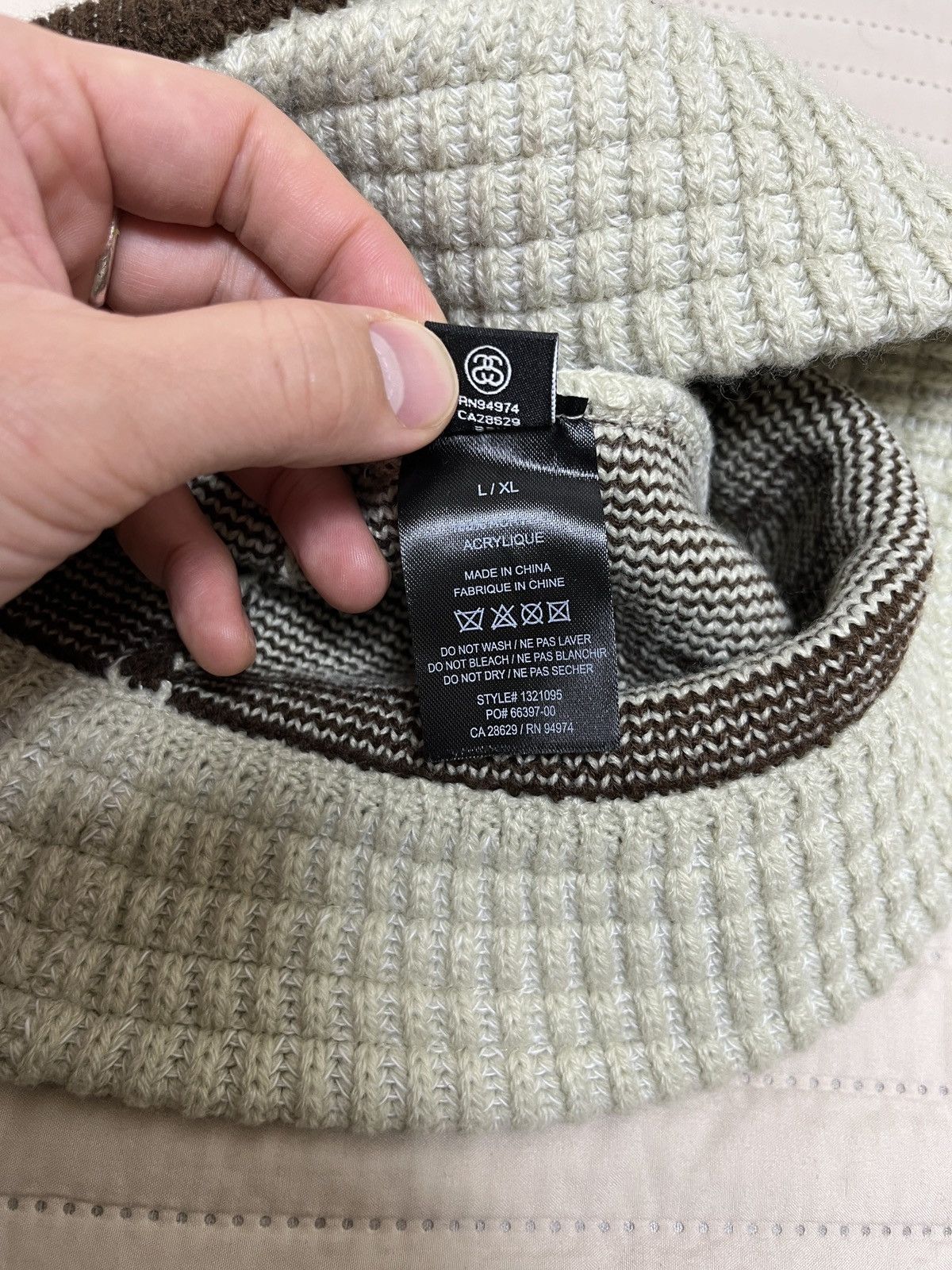 Stussy [L/XL] Stussy jacquard knit buket hat natural | Grailed