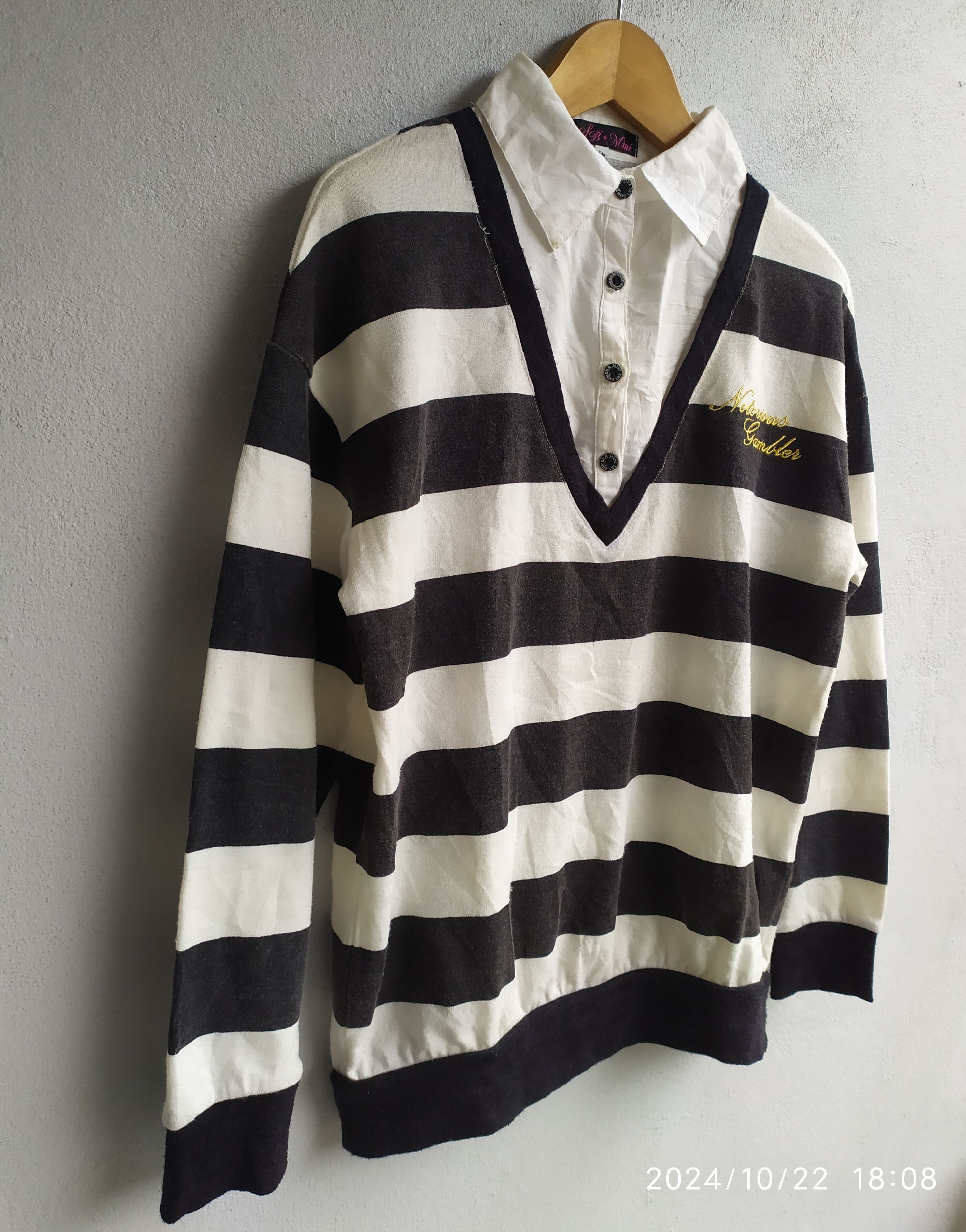 Beauty Beast × If Six Was Nine × Japanese Brand Japanese Bomber mini Stripe Double Layer Shirt Size US M / EU 48-50 / 2 - 3 Thumbnail
