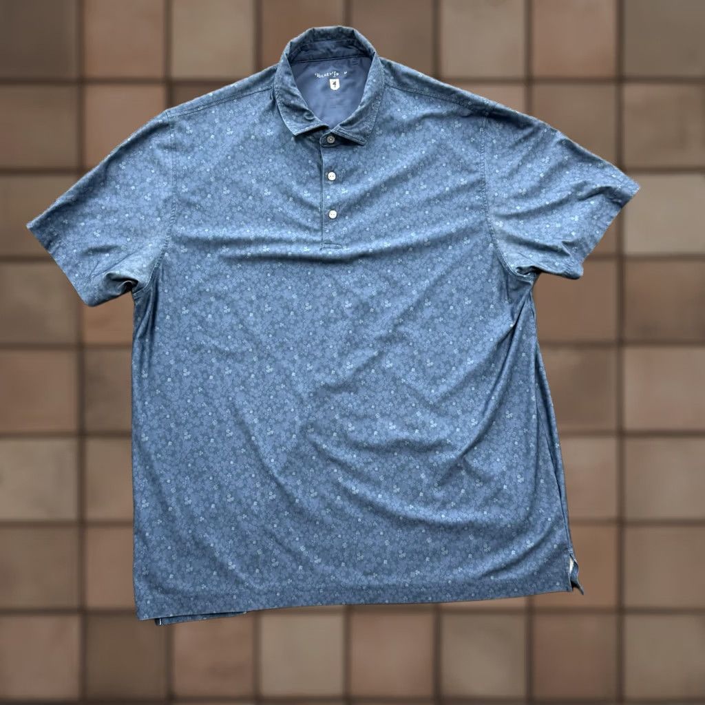 Vintage Hickey Freeman Polo Shirt Men XL Blue Floral Print Golf Polo Shirt Casual Athletic Button Logo Short Sleeve Size US XL / EU 56 / 4 - 1 Thumbnail
