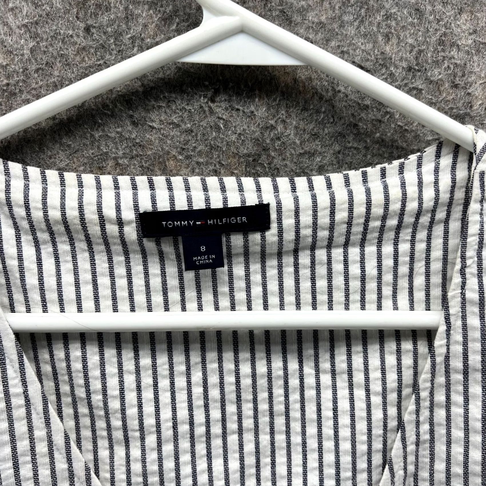 Tommy Hilfiger Tommy Hilfiger Dress Women 8 Striped Sleeveless Cotton A Line Seersucker Womens Large Size M / US 6-8 / IT 42-44 - 6 Thumbnail