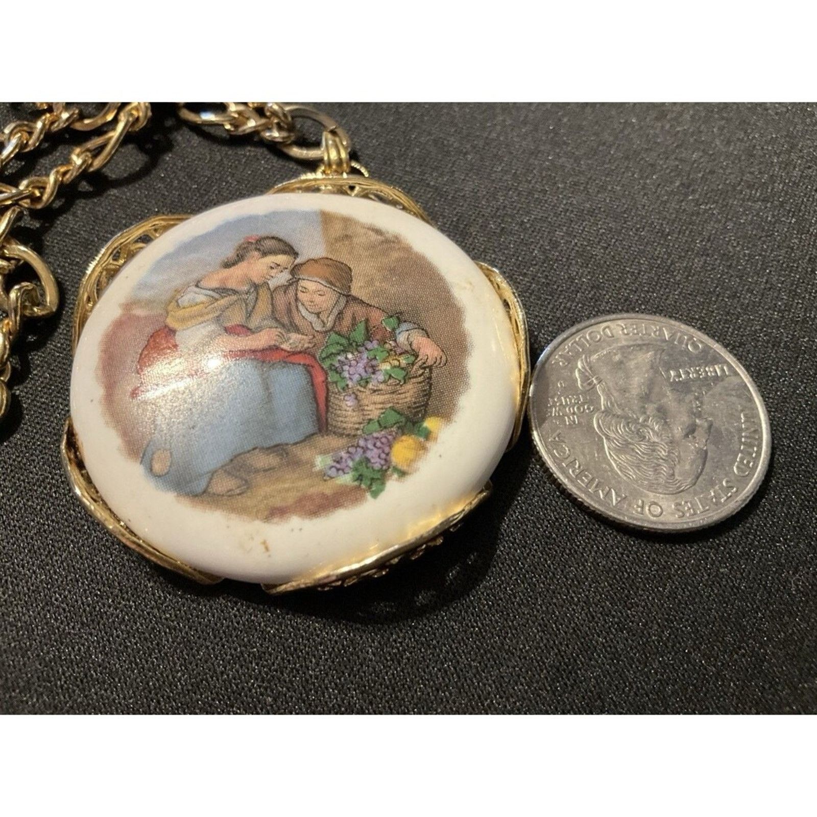 Other 16in Hand Painted Porcelain Gold Tone Necklace Size ONE SIZE - 4 Thumbnail