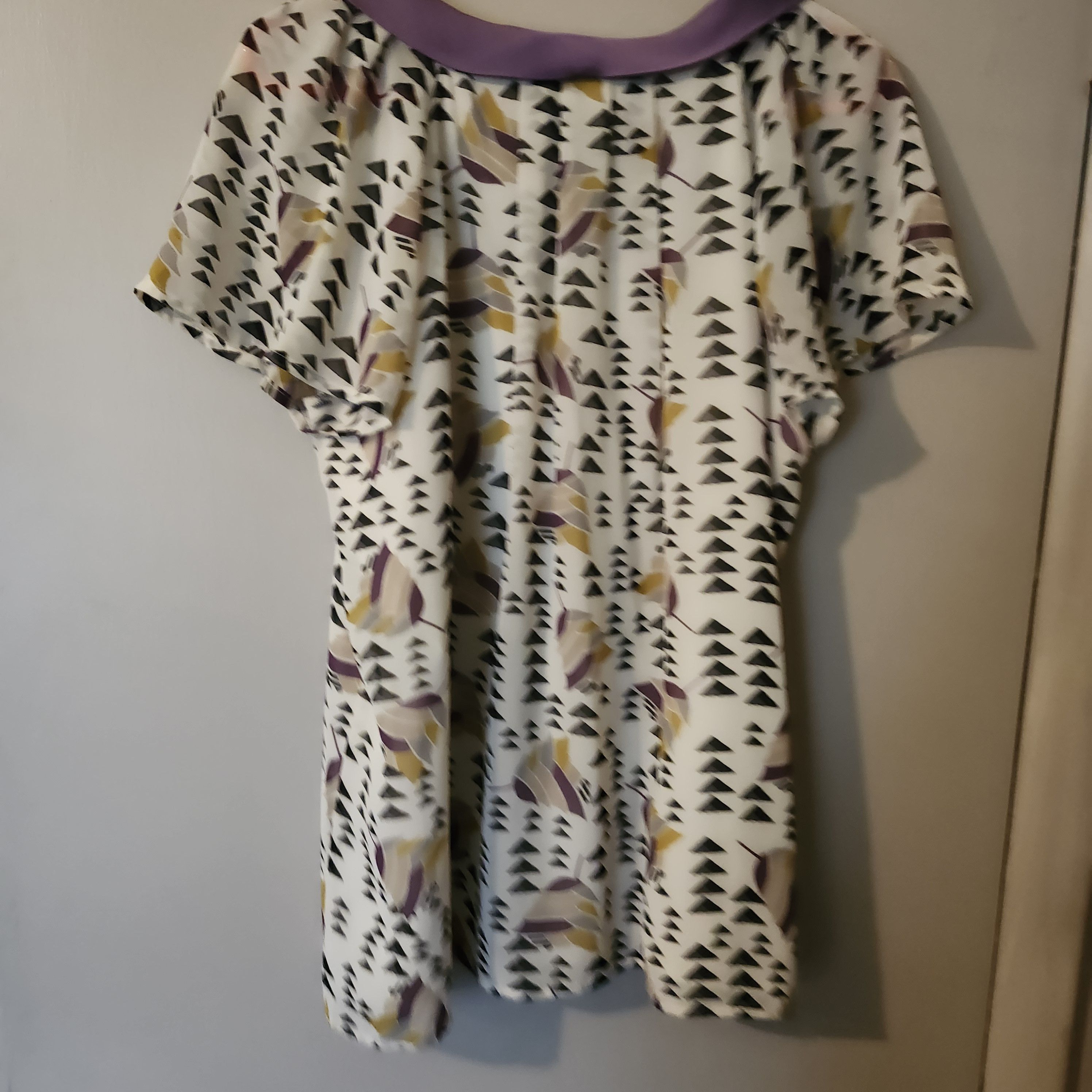 Worthington Worthington Large Blouse Purple Bow Neck Geometric Print Size L / US 10 / IT 46 - 8 Thumbnail