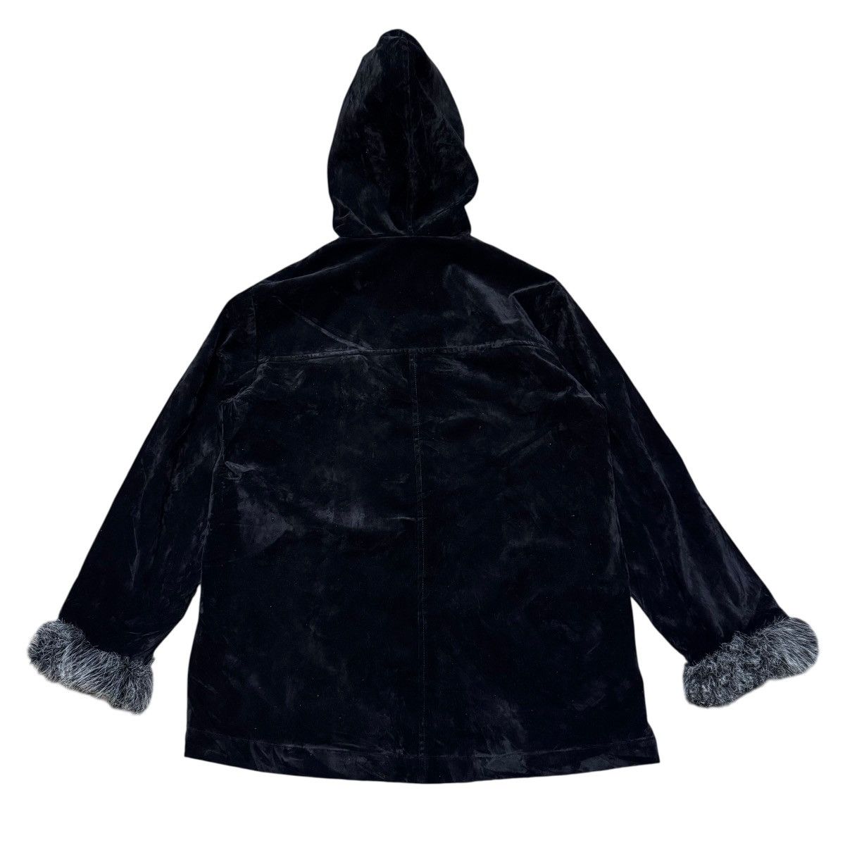 Japanese Brand Sugared Japan Black Velvet Faux Fur Hooded Jacket Size US M / EU 48-50 / 2 - 2 Thumbnail