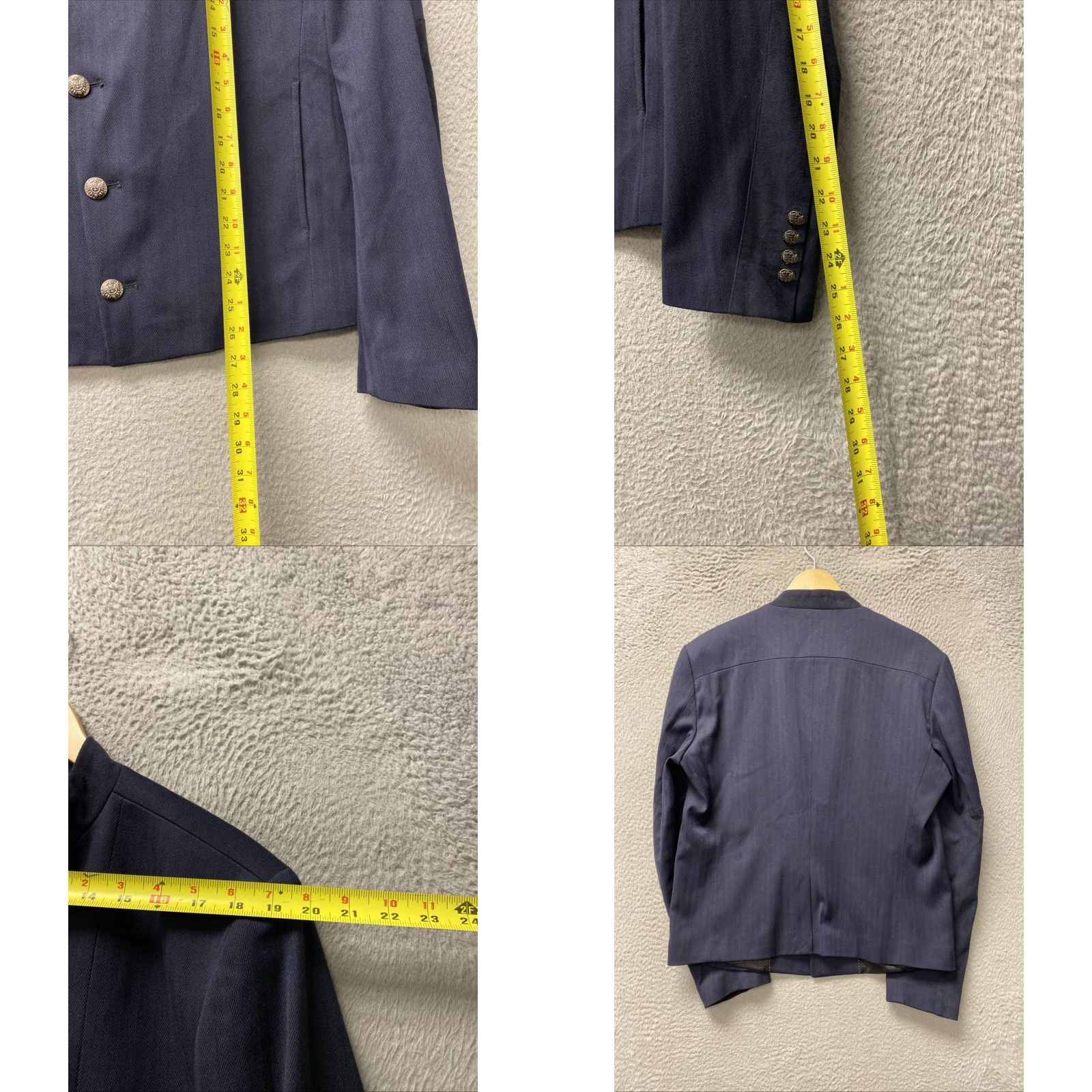 Zara Zara Man Blazer Jacket Navy Blue Slim Fit 42 Textured Tweed Notch Lapel Six-Button Front Single-Breasted Sports Coat Mens Size 42 Size 42R - 8 Thumbnail