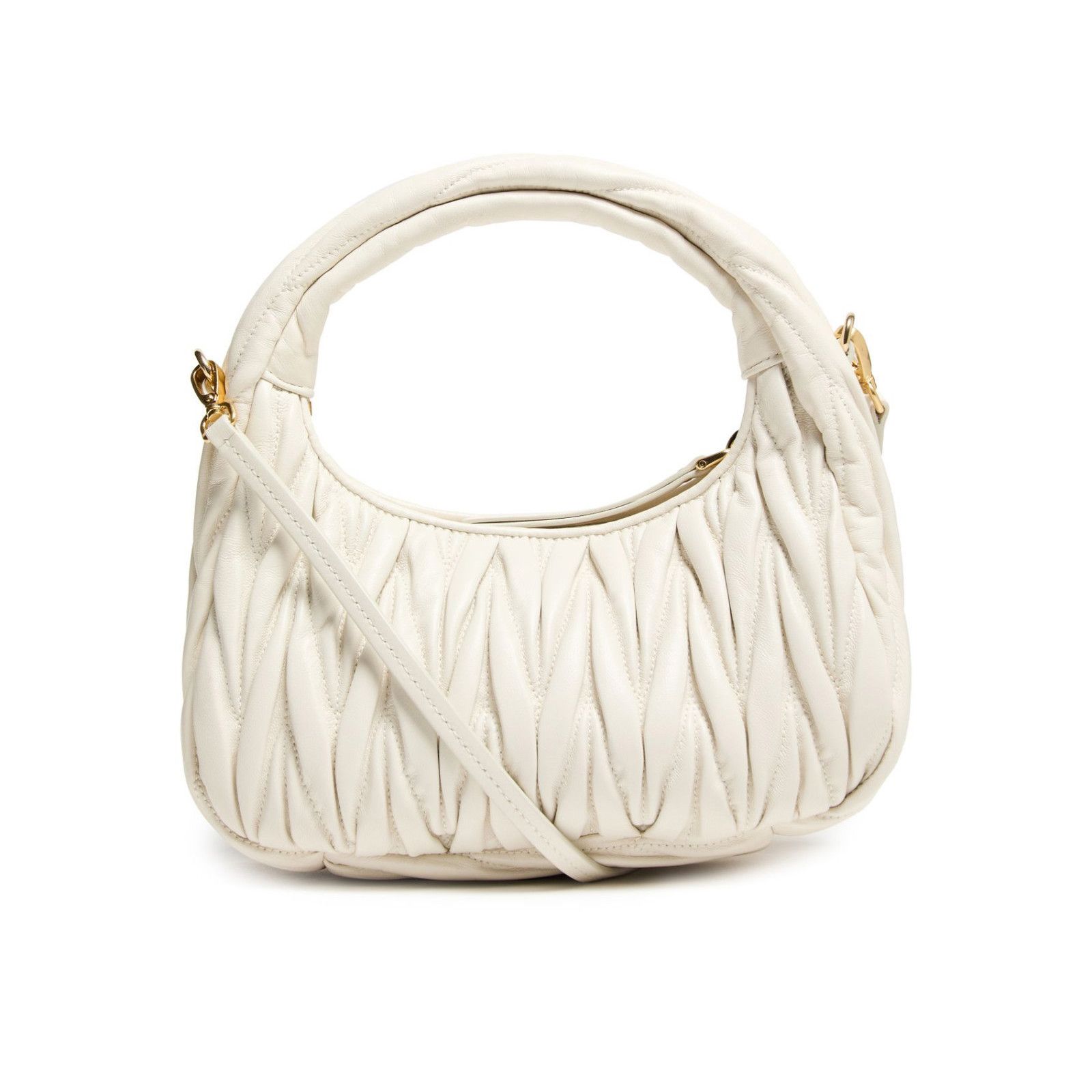 Miu Miu MIU MIU Wander Small $2800 White Nappa Leather Hobo Bag New Size ONE SIZE - 3 Thumbnail