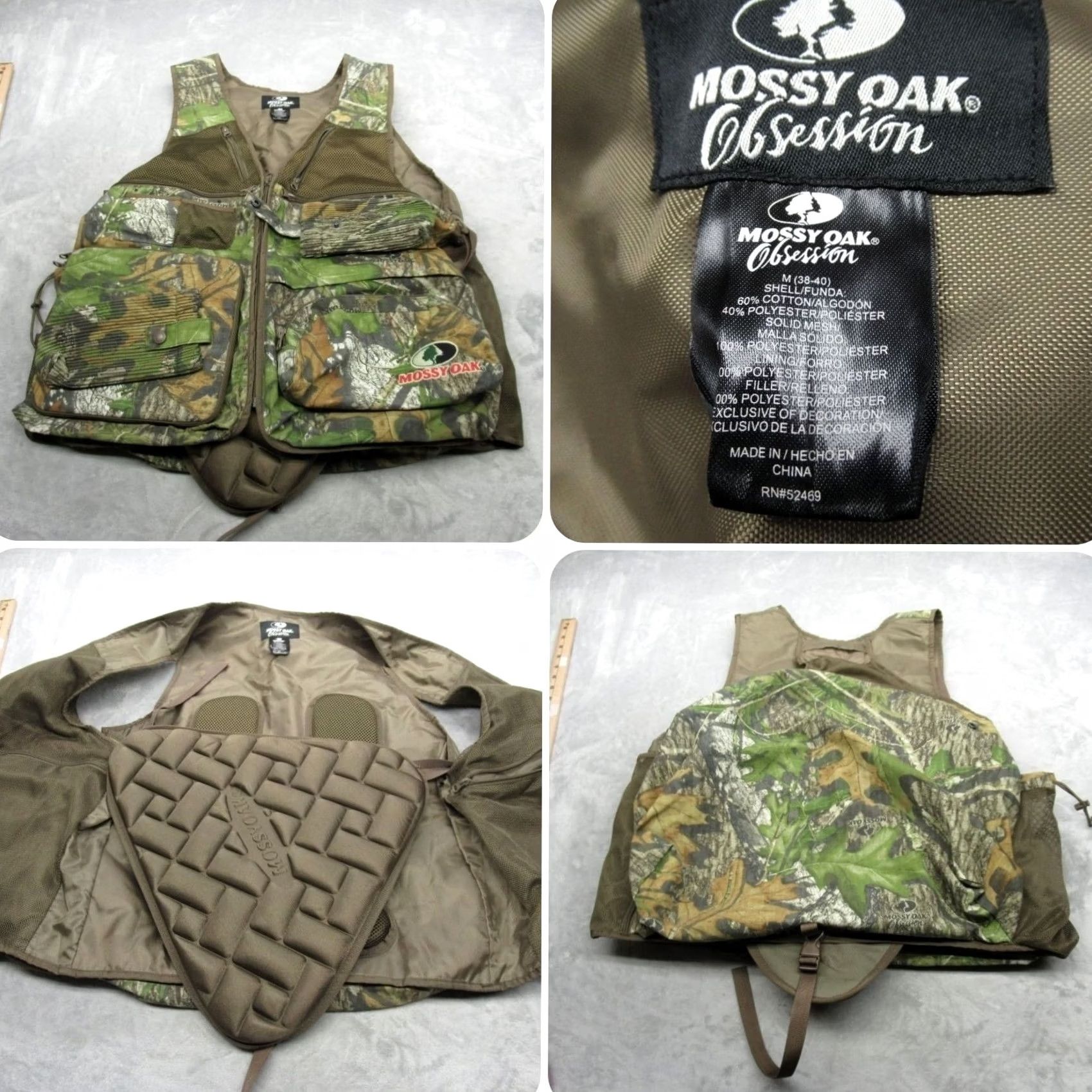 Vintage Mossy Oak Green Camo Hunting Vest FullZip Hat & Net Shootin Obsession Medium Men Size US M / EU 48-50 / 2 - 2 Thumbnail