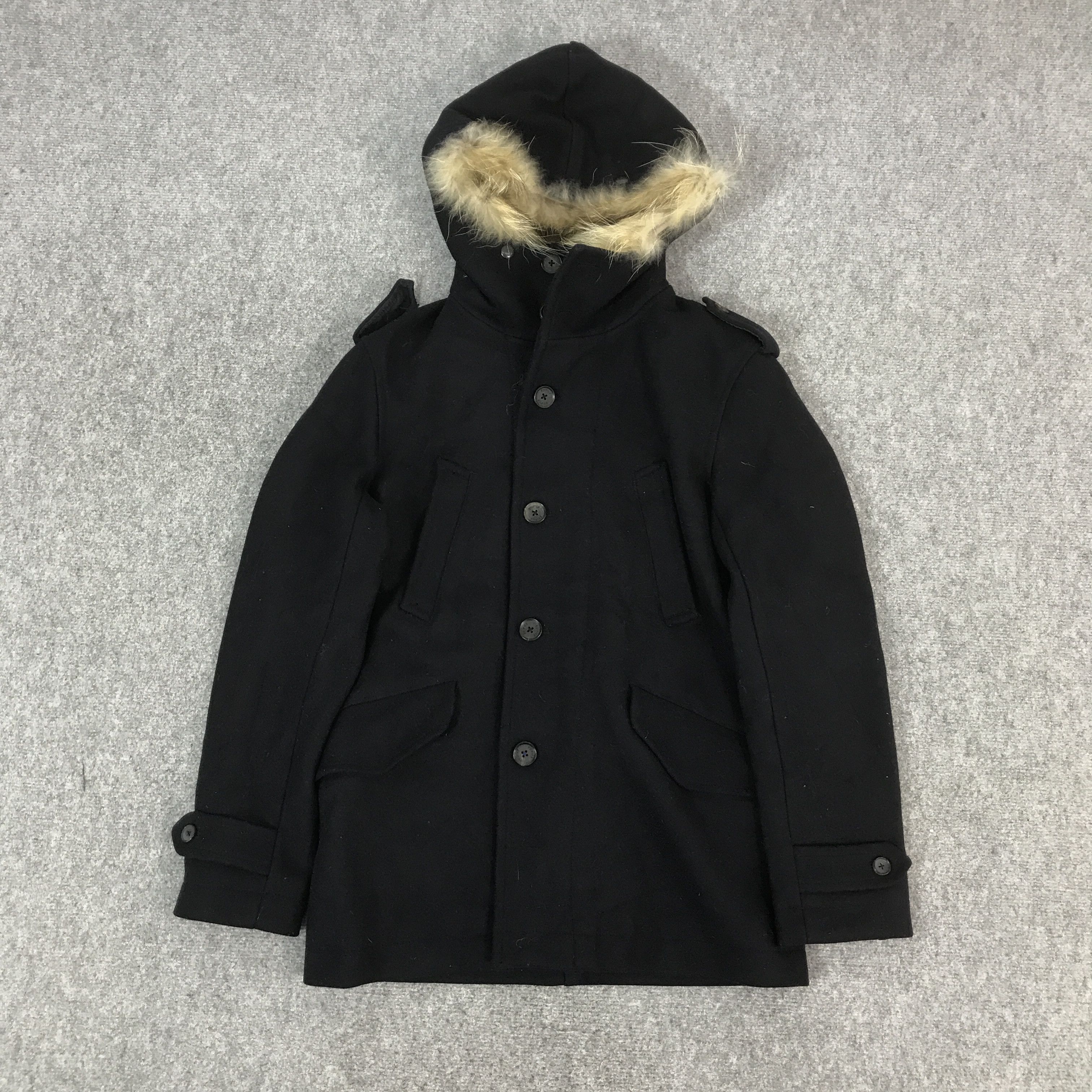 Edifice Japan EDIFICE JAPAN WOOL BLACK JACKET FUR HOODIES Size US L / EU 52-54 / 3 - 1 Thumbnail