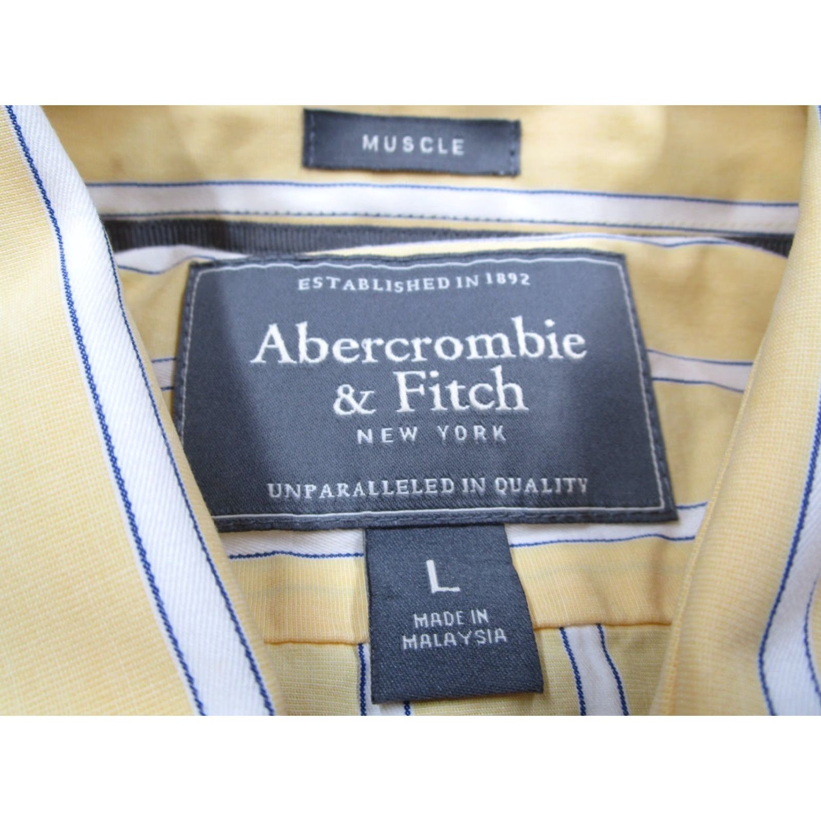 Abercrombie & Fitch VINTAGE Abercrombie Fitch Shirt Mens Large Yellow Button Up Twill Long Sleeve Muscle Y2K Size US L / EU 52-54 / 3 - 3 Thumbnail