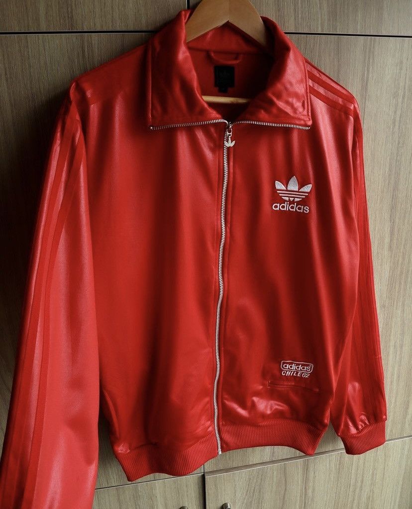 Adidas × Vintage Vintage 00’s Y2K Adidas Chile62 Waxed Shine Zip Sweatshirt Size US S / EU 44-46 / 1 - 1 Thumbnail