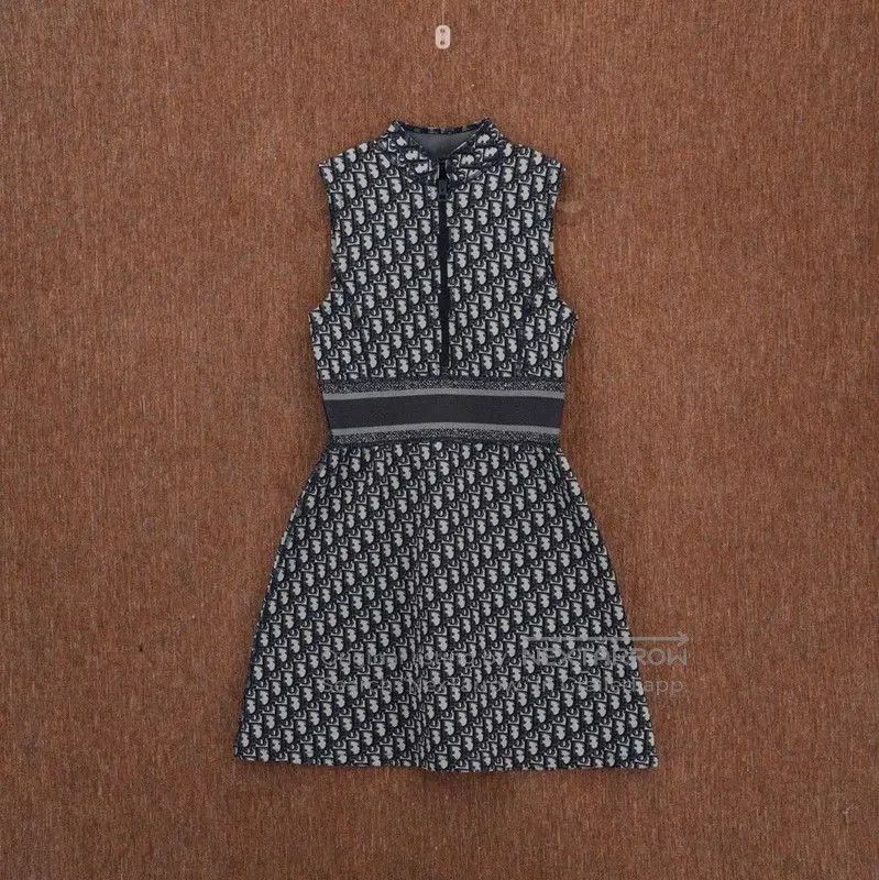 Dior Dior Navy Blue Embroidered Sleeveless Dress . Size S / US 4 / IT 40 - 1 Thumbnail