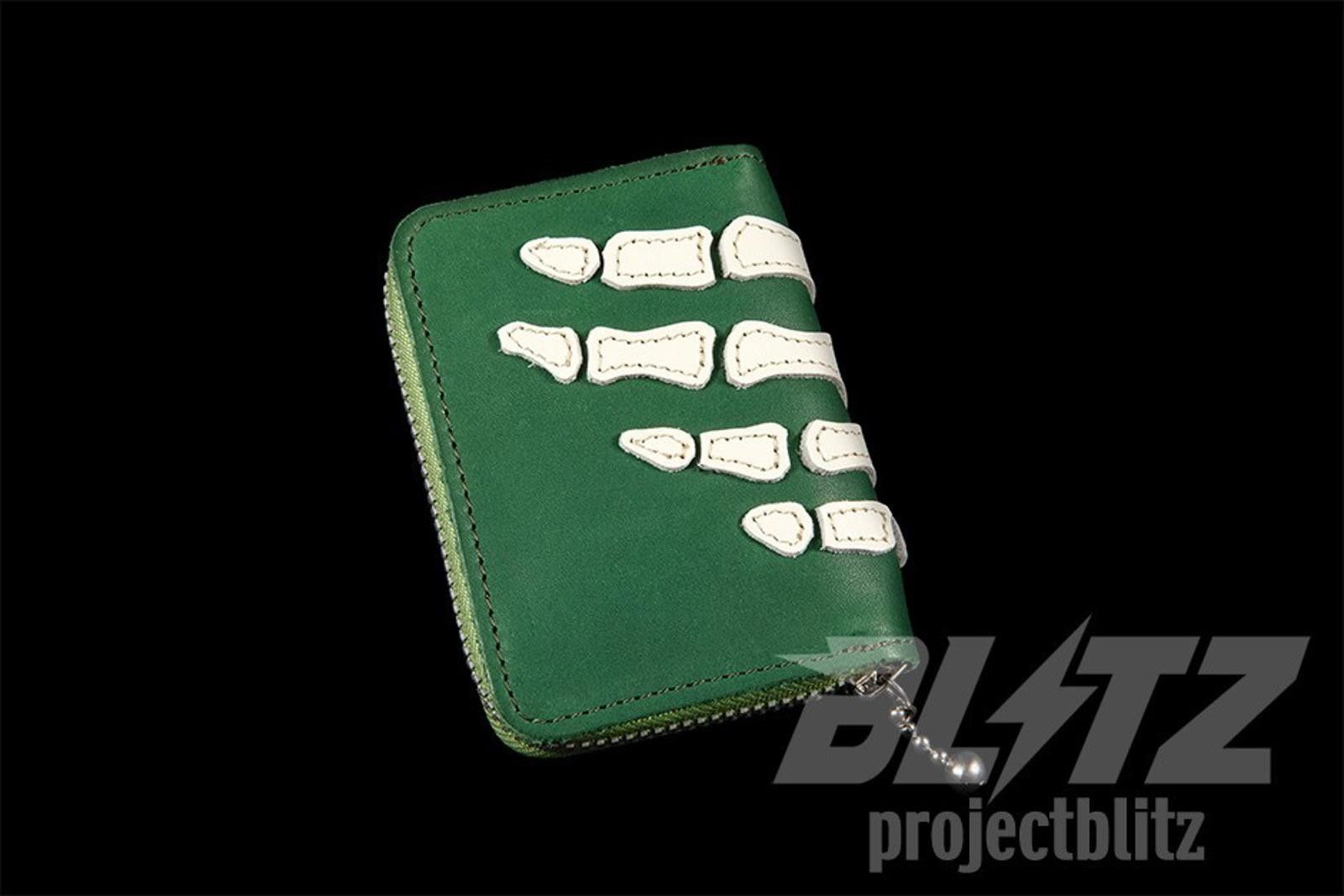 Kapital KAPITAL THUMBS UP BONE HAND ZIP LEATHER WALLET GREEN Size ONE SIZE - 2 Thumbnail