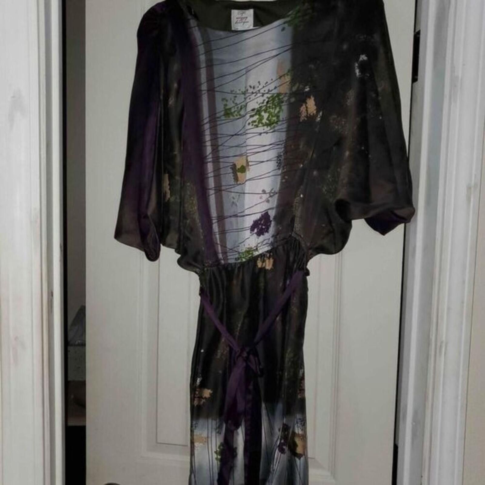 Other Suzi Chin for Maggy Boutique Silk Abstract Kimono Dress 10 Size L / US 10 / IT 46 - 4 Thumbnail