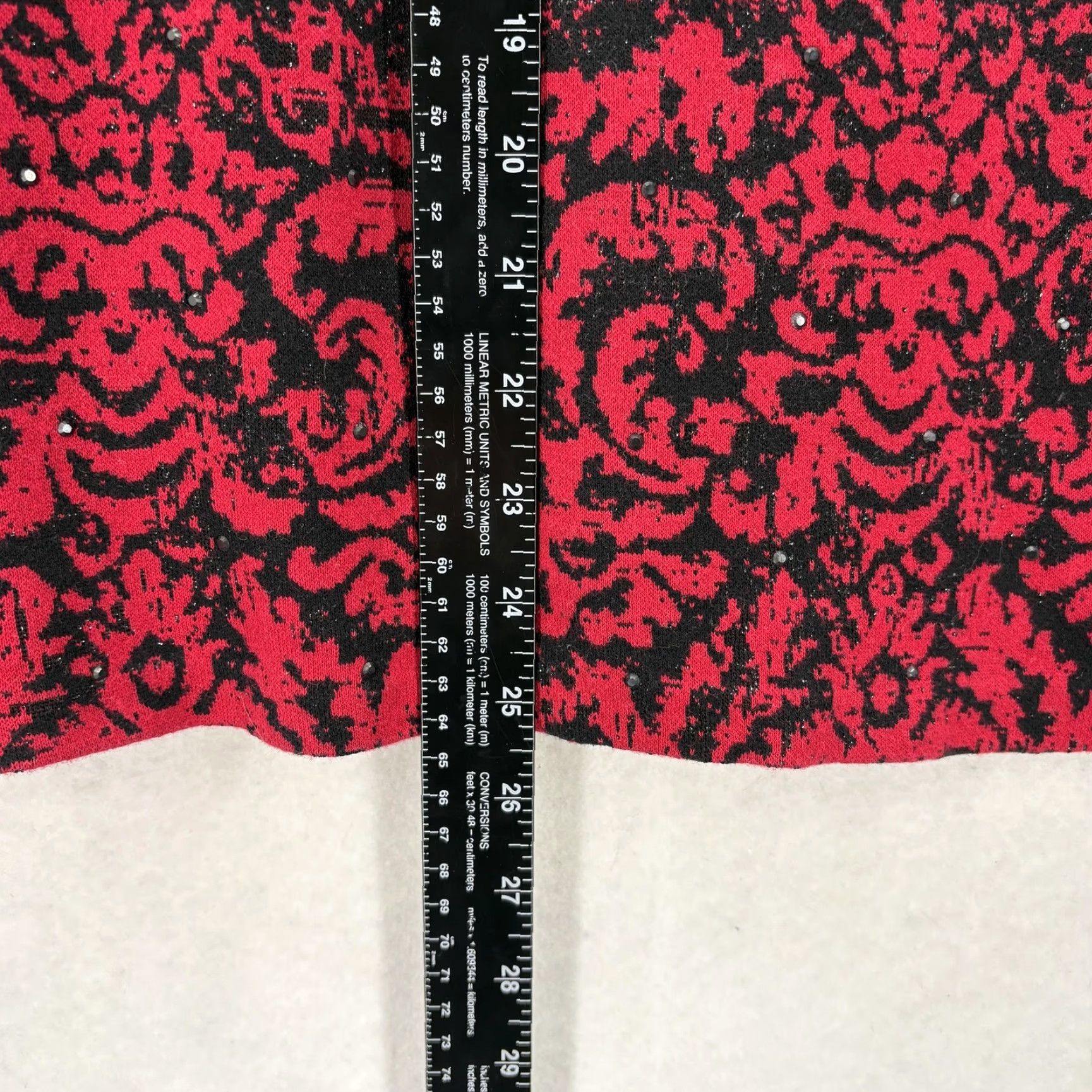 J. Jill J. Jill Sweater Womens 2X Red Black Jacquard Damask Print Long Sleeve Pullover Shirt/ Sweater Size XXL / US 16-18 / IT 52-54 - 7 Thumbnail