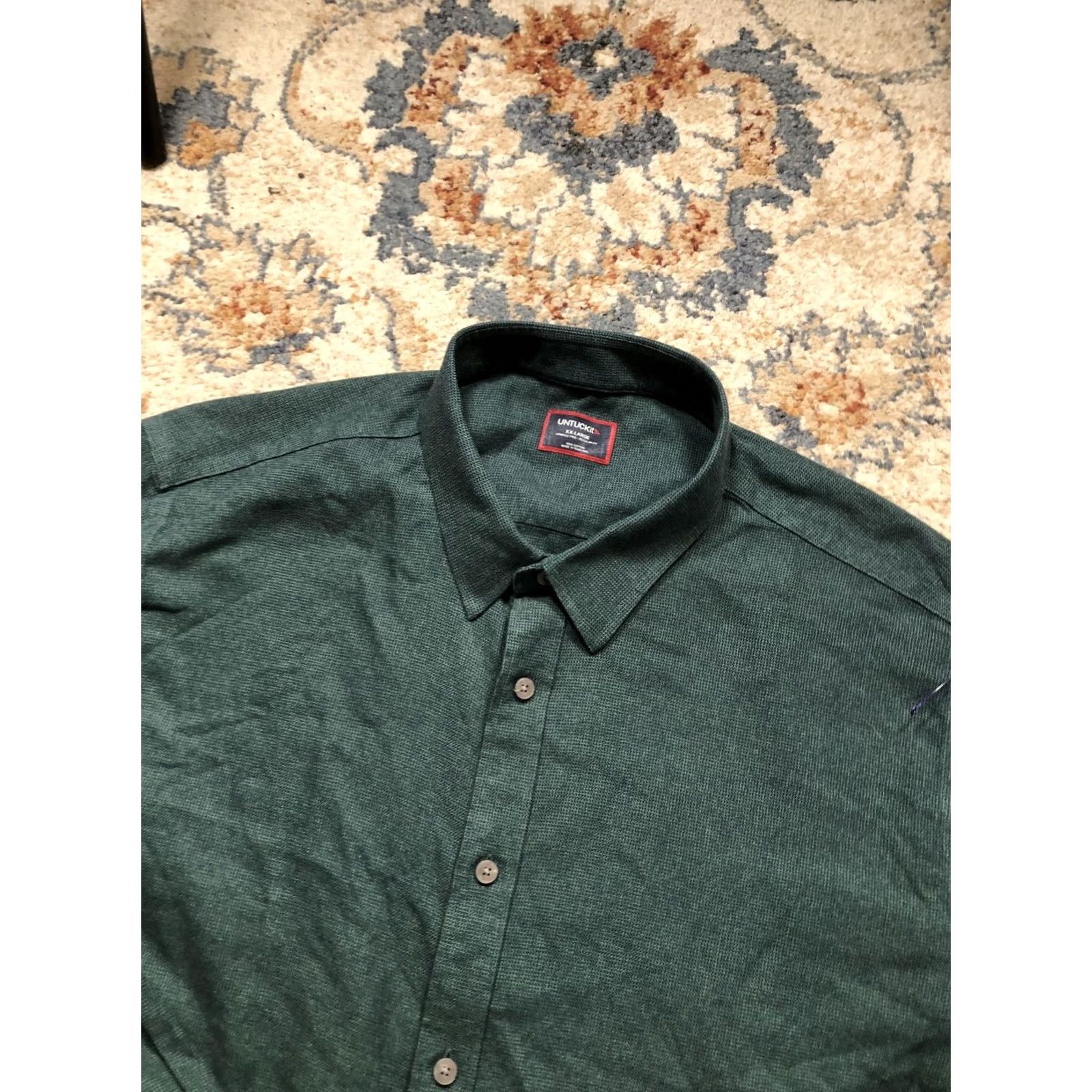 UNTUCKit UNTUCKit Shirt Mens 2XL Green Solid Non-Iron Wrinkle Free Long Sleeve Button-Up Casual Shirt Mens 2XL Green Wrinkle Free Non-Iron Button-Up Casual Size US XXL / EU 58 / 5 - 6 Thumbnail
