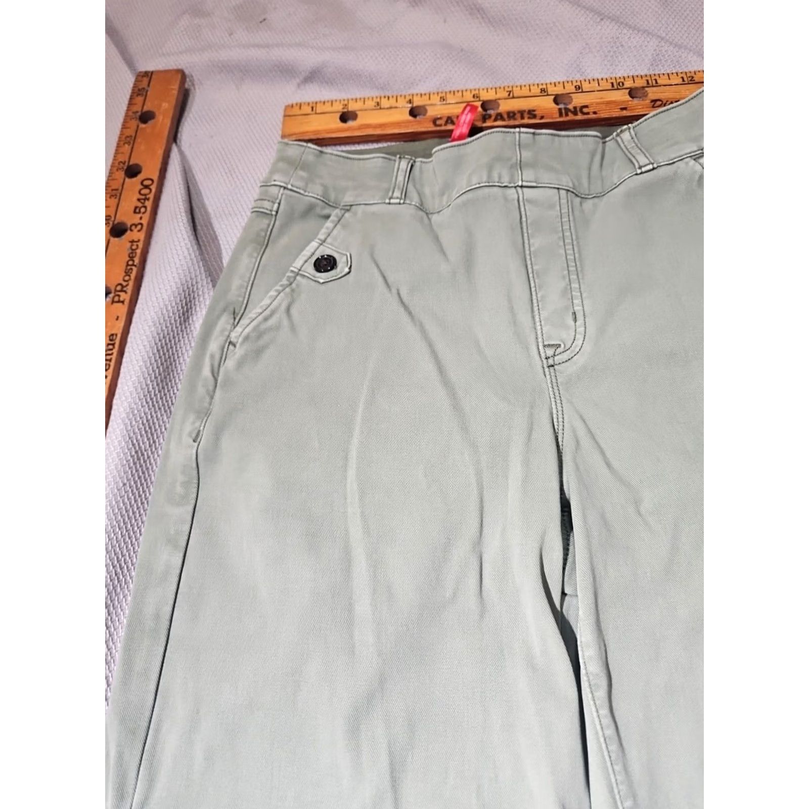 Spanx Spanx Pants Womens S Green Twill Wide-Leg Jeans Pull On Stretch Regular Inseam 25.5in Denim Size 28" / US 6 / IT 42 - 3 Thumbnail