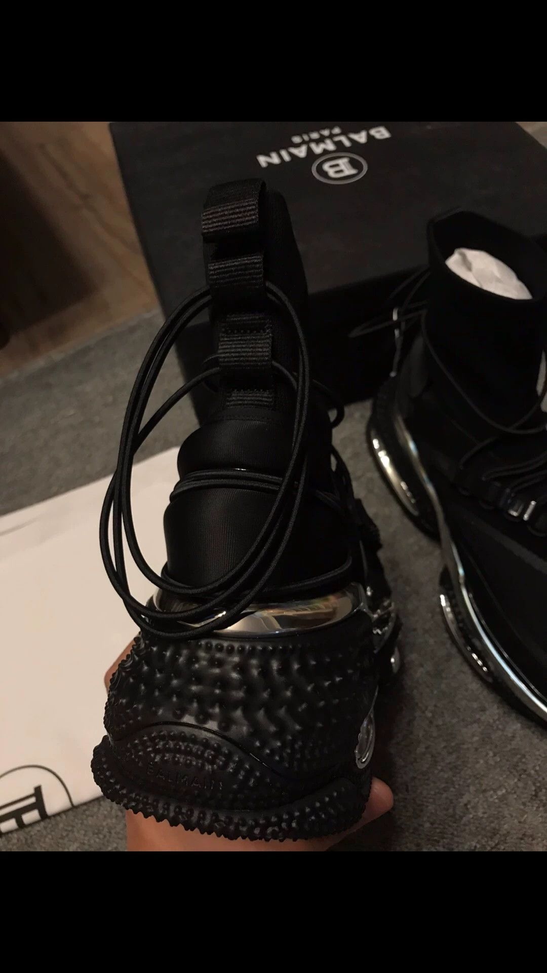 Balmain BALMAIN high-top sneakers 43 black silver thick Size US 10 / EU 43 - 3 Thumbnail
