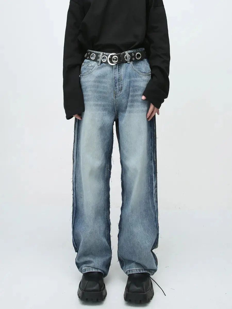 Japanese Brand Retro blue gray patchwork casual jeans Size US 32 / EU 48 - 2 Thumbnail