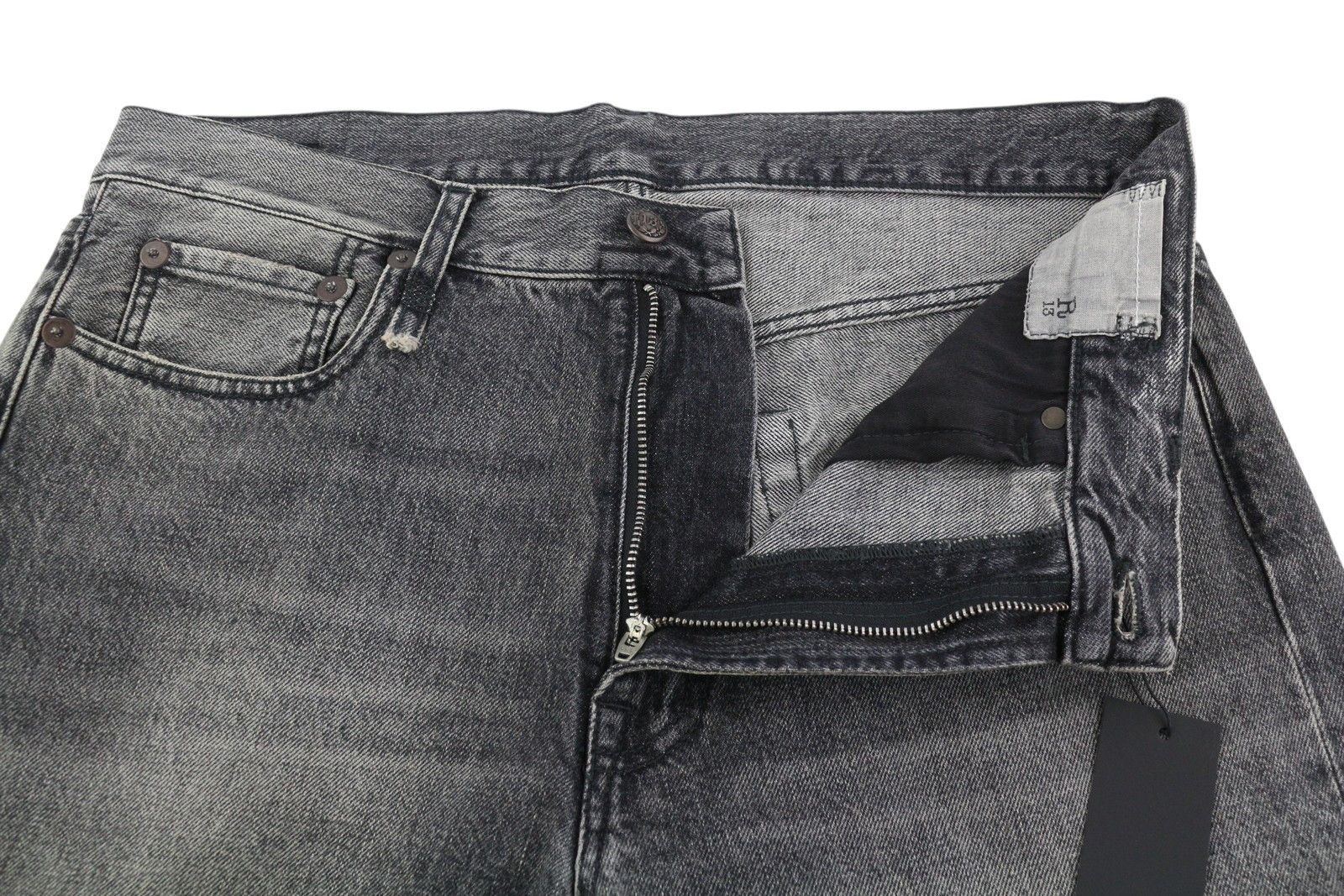 R13 BOYFRIEND 29 Zip Fly Washed Leyton Black 84486 Size 29" - 4 Thumbnail