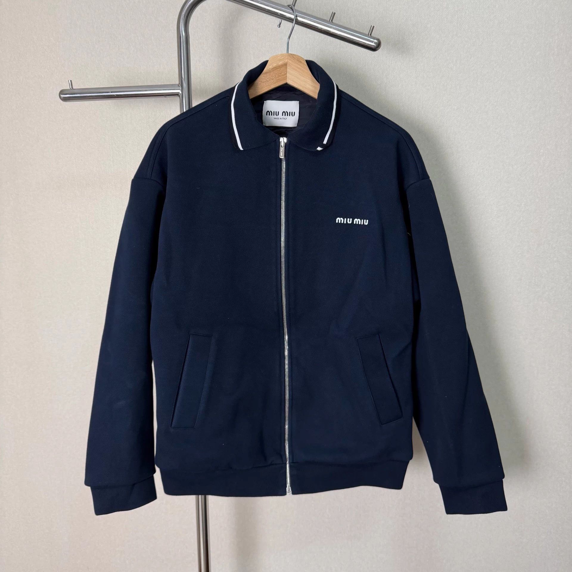 Miu Miu Miu Miu knit cotton logo fitted women's jacket Size S / US 4 / IT 40 - 1 Thumbnail