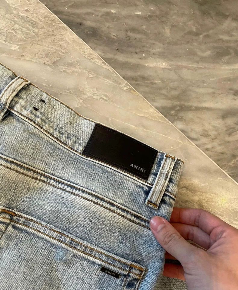 Amiri Amiri snow leopard print spliced blue denim pants Size US 30 / EU 46 - 3 Thumbnail