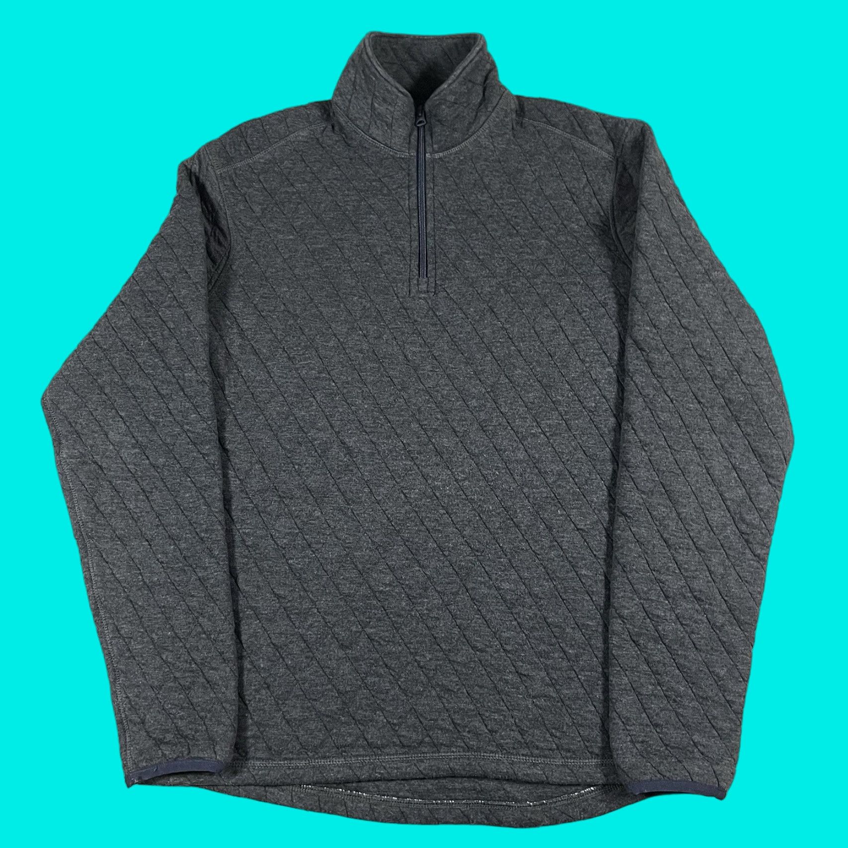 J.Crew J.CREW Mock Neck 1/4 Zip Pullover Mens M Gray Quilted Fleece Sweater Long Sleeve Cotton Polyester Winter Fall Spring Casual Regular Skin: Solid Size US M / EU 48-50 / 2 - 1 Thumbnail
