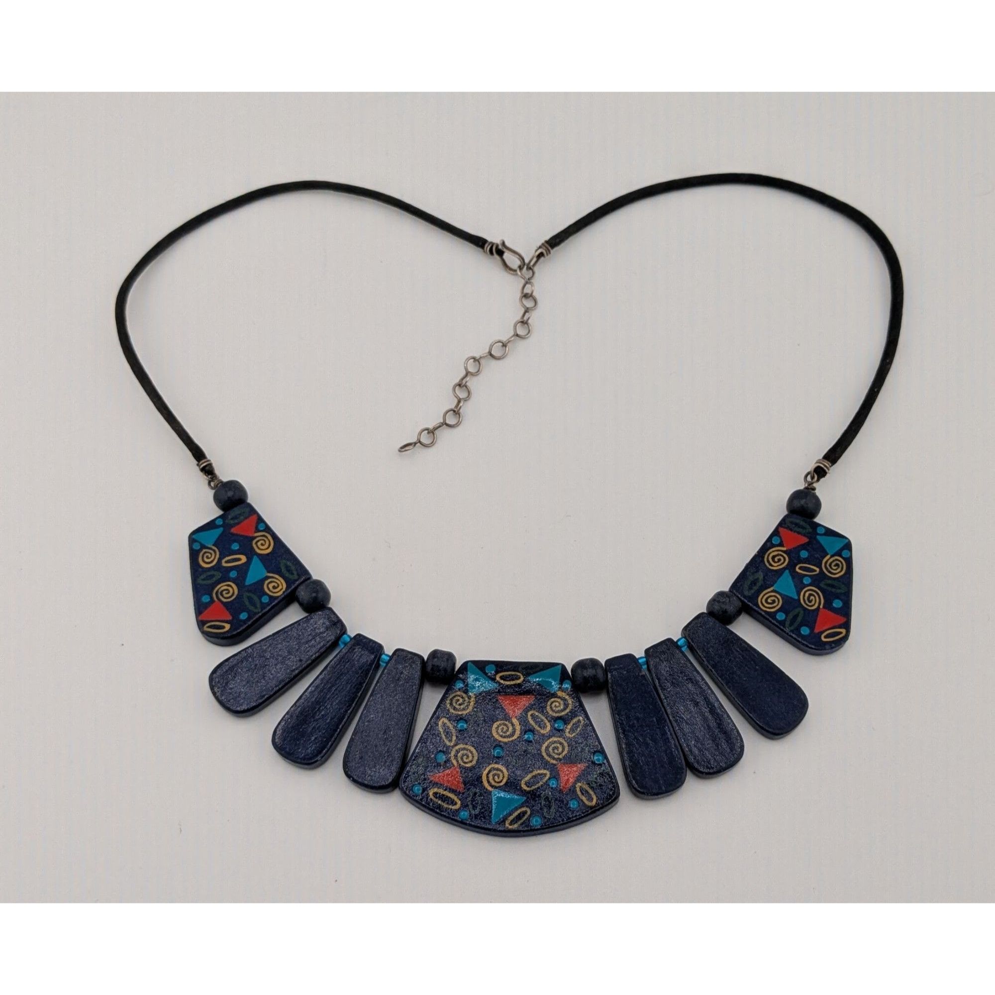 Other Vintage 90s Hand Painted Wood Art Cascade Necklace Size ONE SIZE - 6 Thumbnail