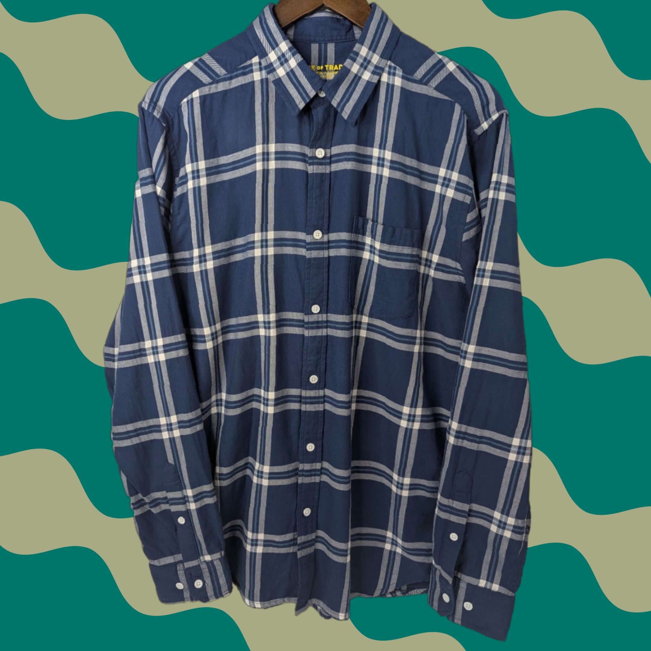 Vintage Line of Trade Shirt Button-Up Men L Blue Plaid Flannel Long Sleeve Casual Workwear All Seasons Size US L / EU 52-54 / 3 - 1 Thumbnail