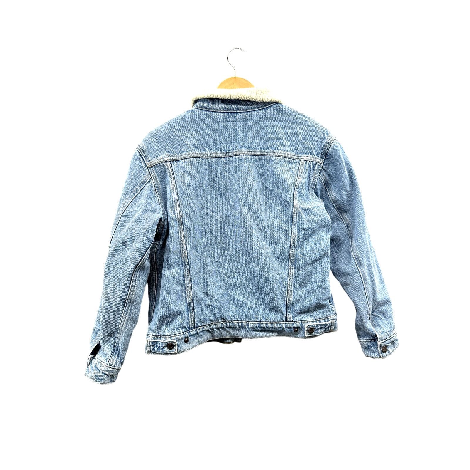 Levi's × Vintage Levi's Women's Studded Sherpa Lined Denim Trucker Jacket Size M / US 6-8 / IT 42-44 - 2 Thumbnail