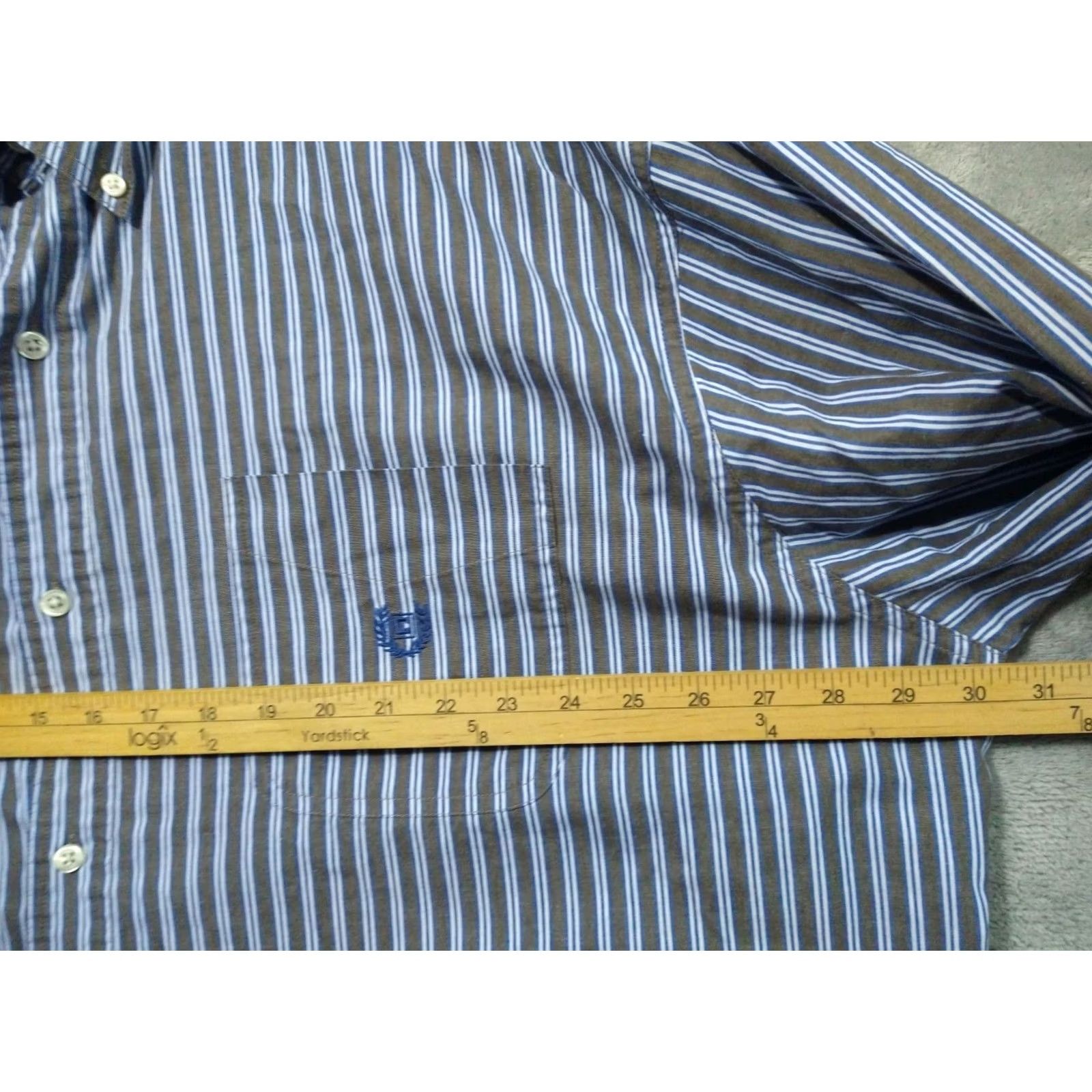Chaps Chaps Shirt Mens 3XT Brown Striped Easy Care Long Sleeve Button Down Casual Size US XXL / EU 58 / 5 - 5 Thumbnail