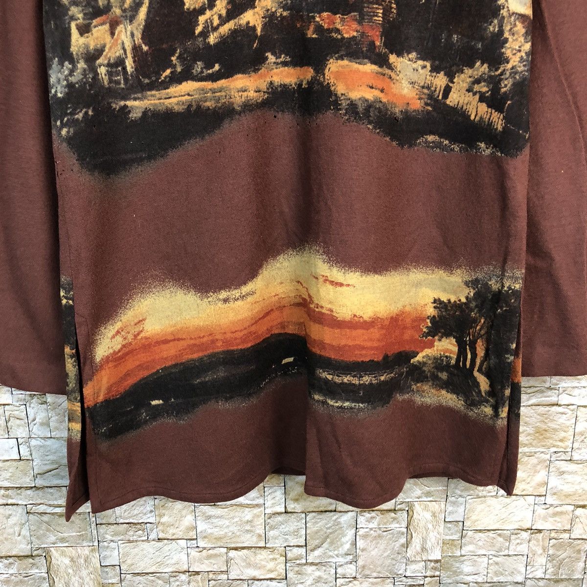 Homespun Knitwear Kaorgin art painting vintage Brown Knitwear #A300 Size US M / EU 48-50 / 2 - 6 Thumbnail