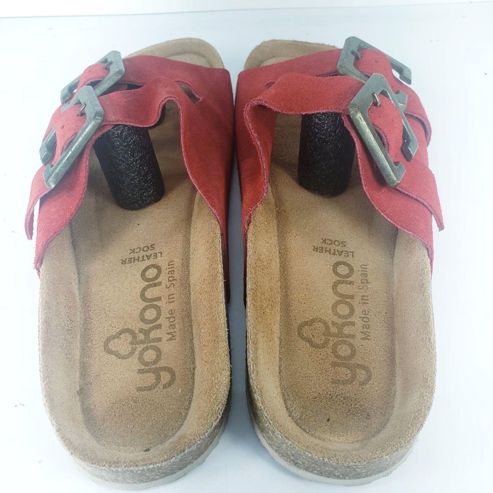 Vintage VINTAGE? No. Yokono Red Leather Women's Slide Sandals 7.5 Made in Spain Size US 8 / IT 38 - 6 Thumbnail