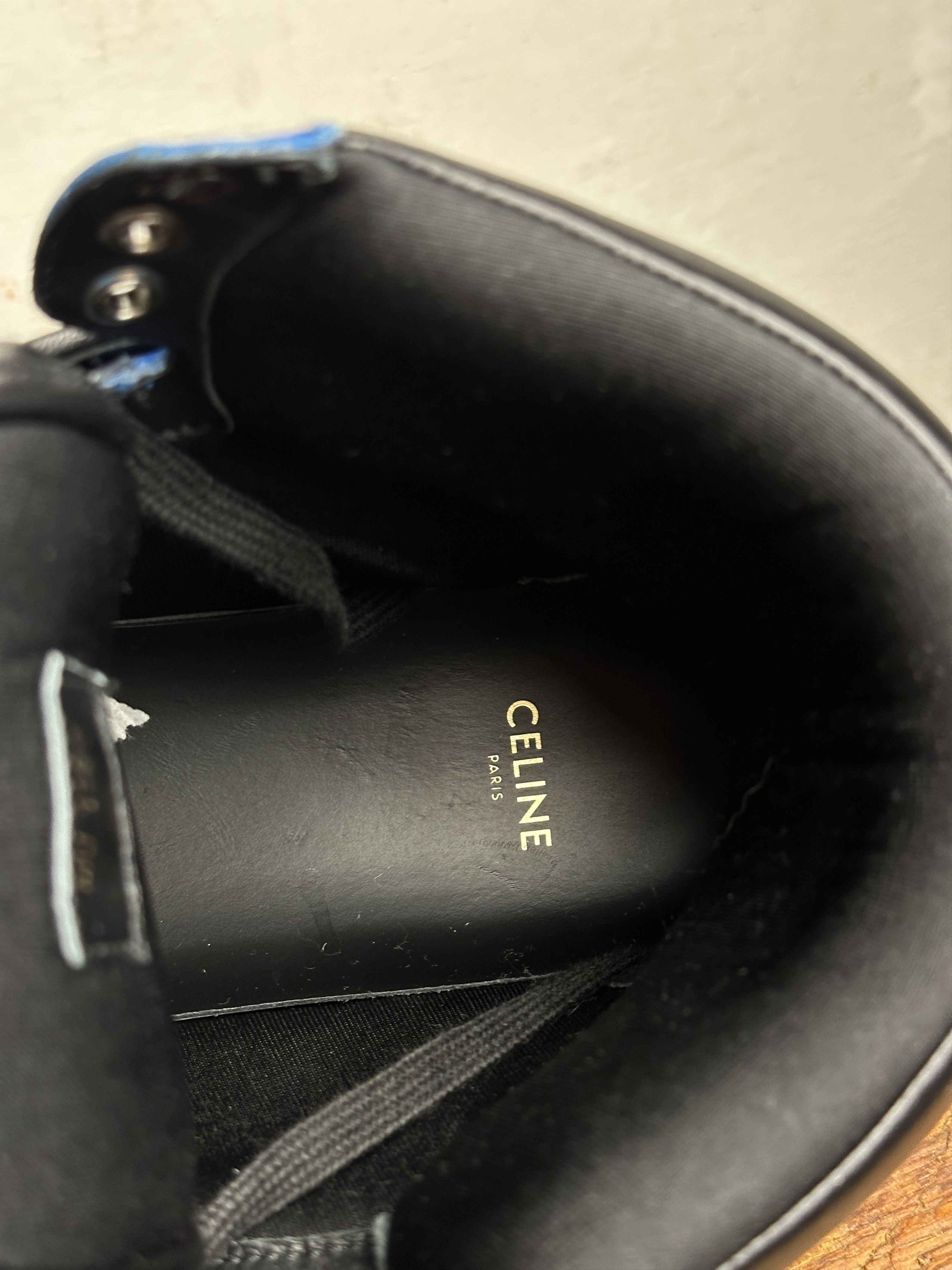 Celine Celine Celine Break Logo Leather Sneakers in Black Blue Size US 9 / EU 42 - 14 Thumbnail