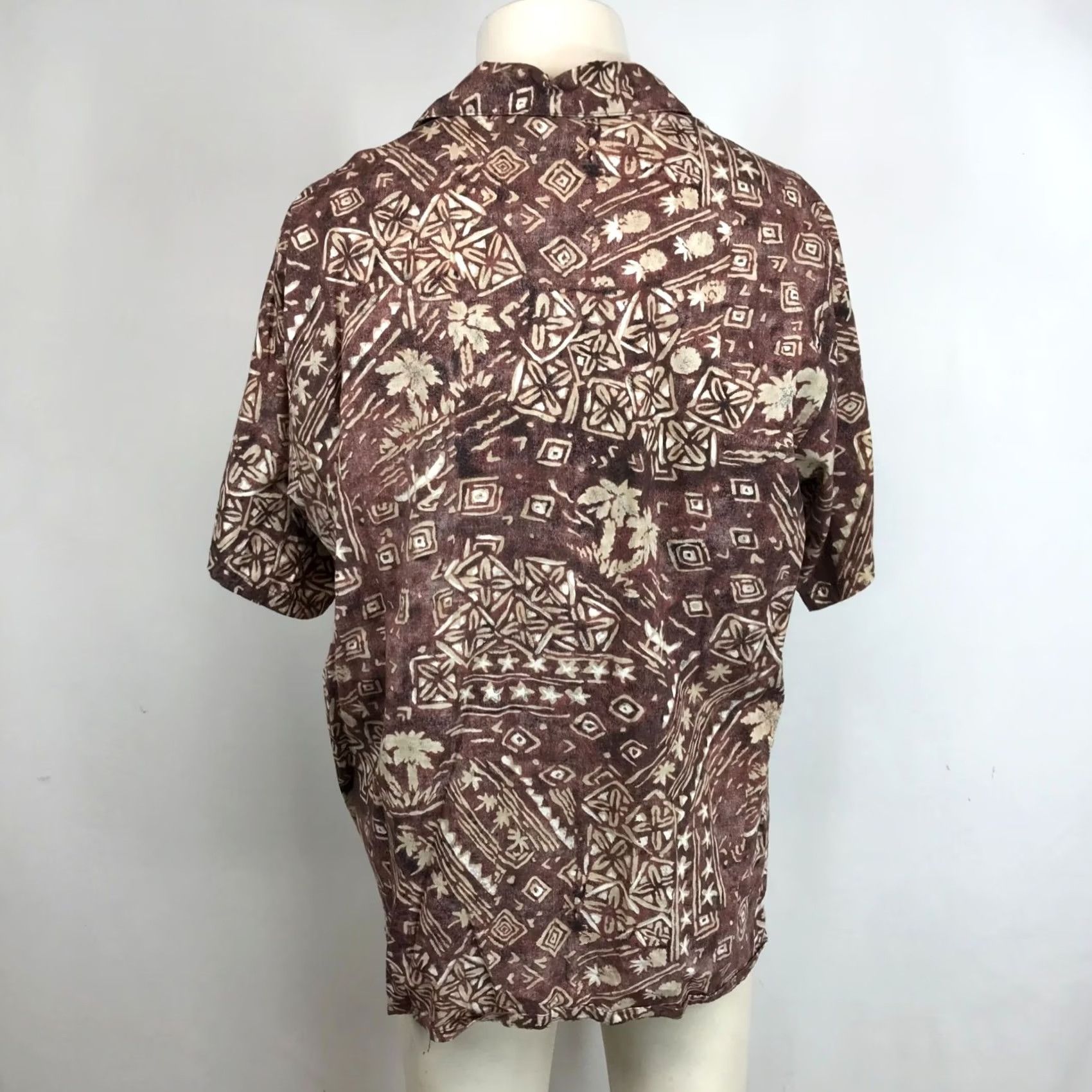 Paradise BAREFOOT IN PARADISE Men XL Brown Short Sleeve Button-Up Hawaiian Shirt Size US XL / EU 56 / 4 - 5 Thumbnail