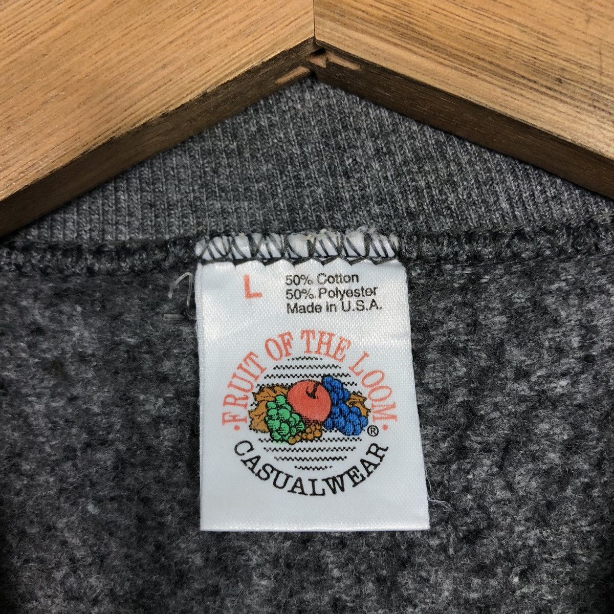 Vintage 📌Vintage Plain Sweatshirt Fruit Of The Loom Rich Grey Size US L / EU 52-54 / 3 - 13 Thumbnail