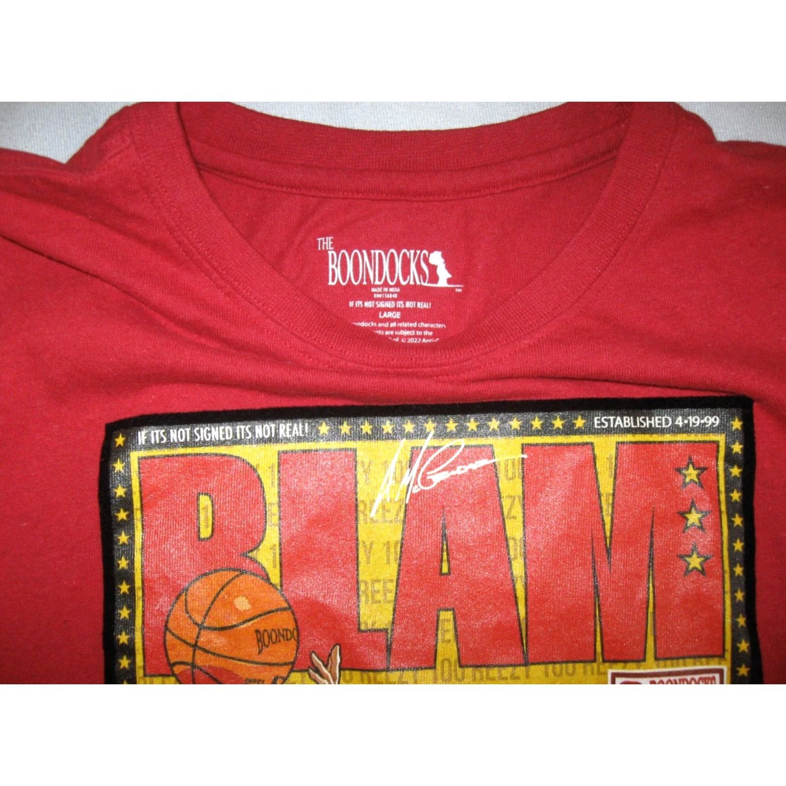 Vintage THE BOONDOCKS t Shirt Men's Large slim Animated TV BALL-A-HOLICS Blam Basketball Size US L / EU 52-54 / 3 - 3 Thumbnail